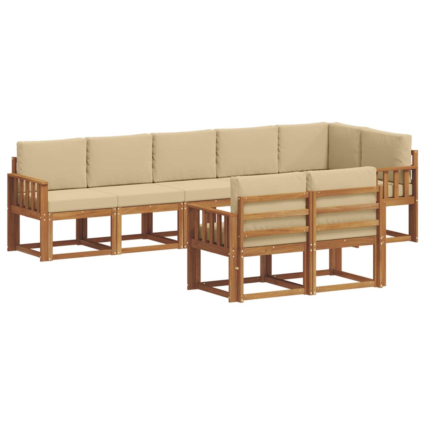 Outdoor-Sofagarnitur mit Kissen 8 pcs Natur und Beige