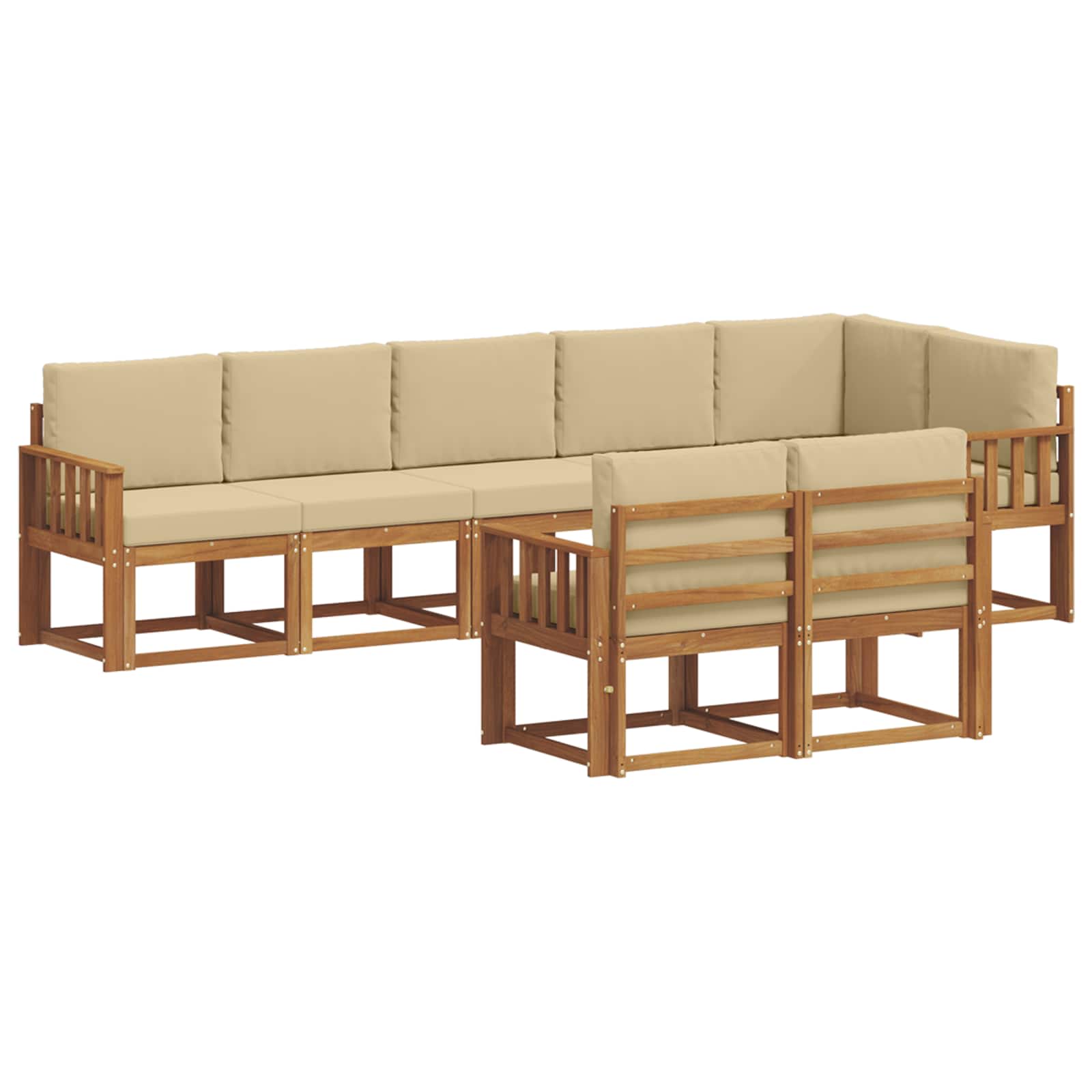 Outdoor-Sofagarnitur mit Kissen 8 pcs Natur und Beige