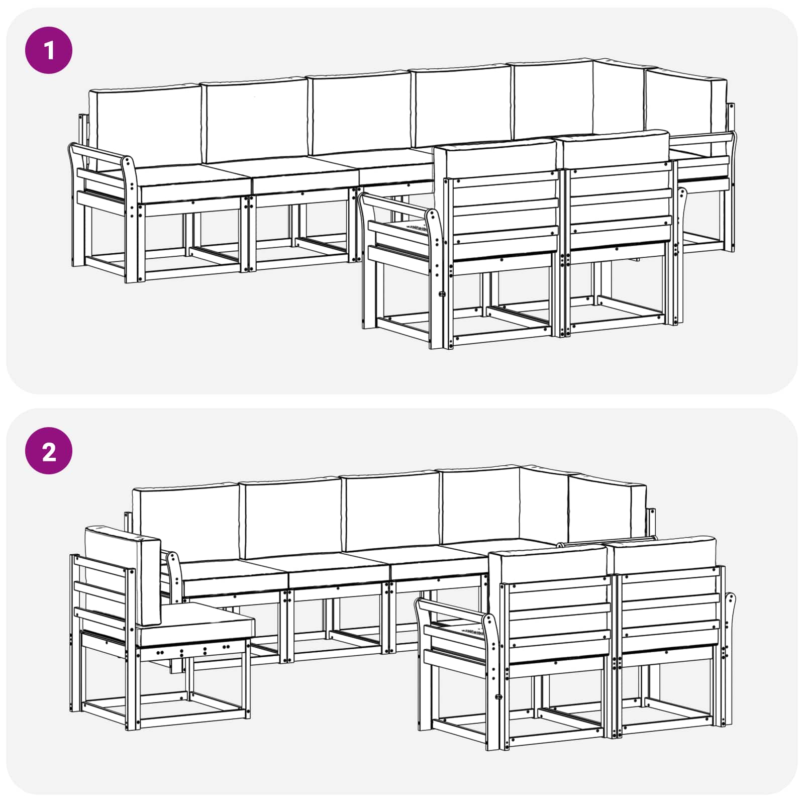 Outdoor-Sofagarnitur 8 stk. Natur und Creme