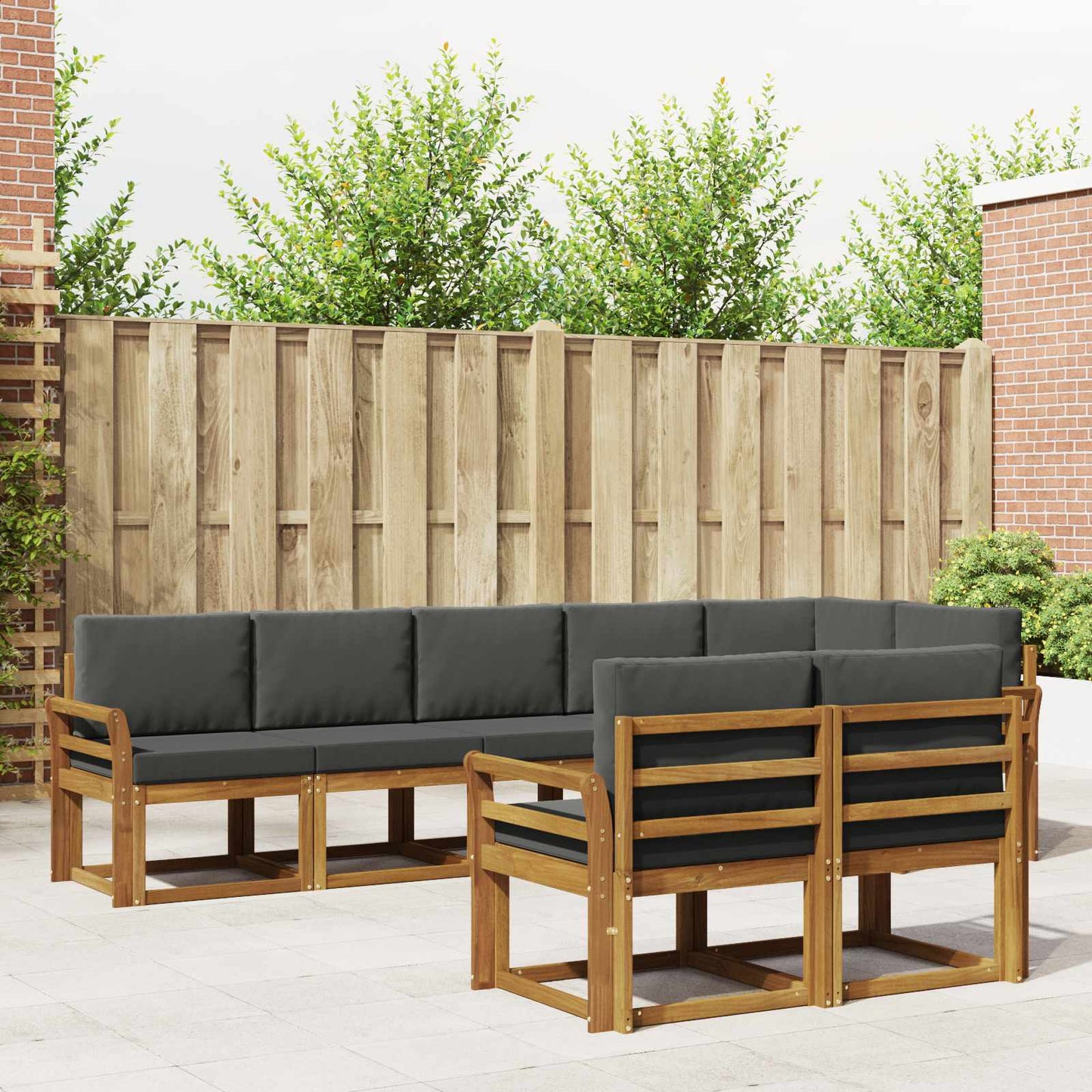 Outdoor-Sofagarnitur 8 stk. Natur und Anthrazit