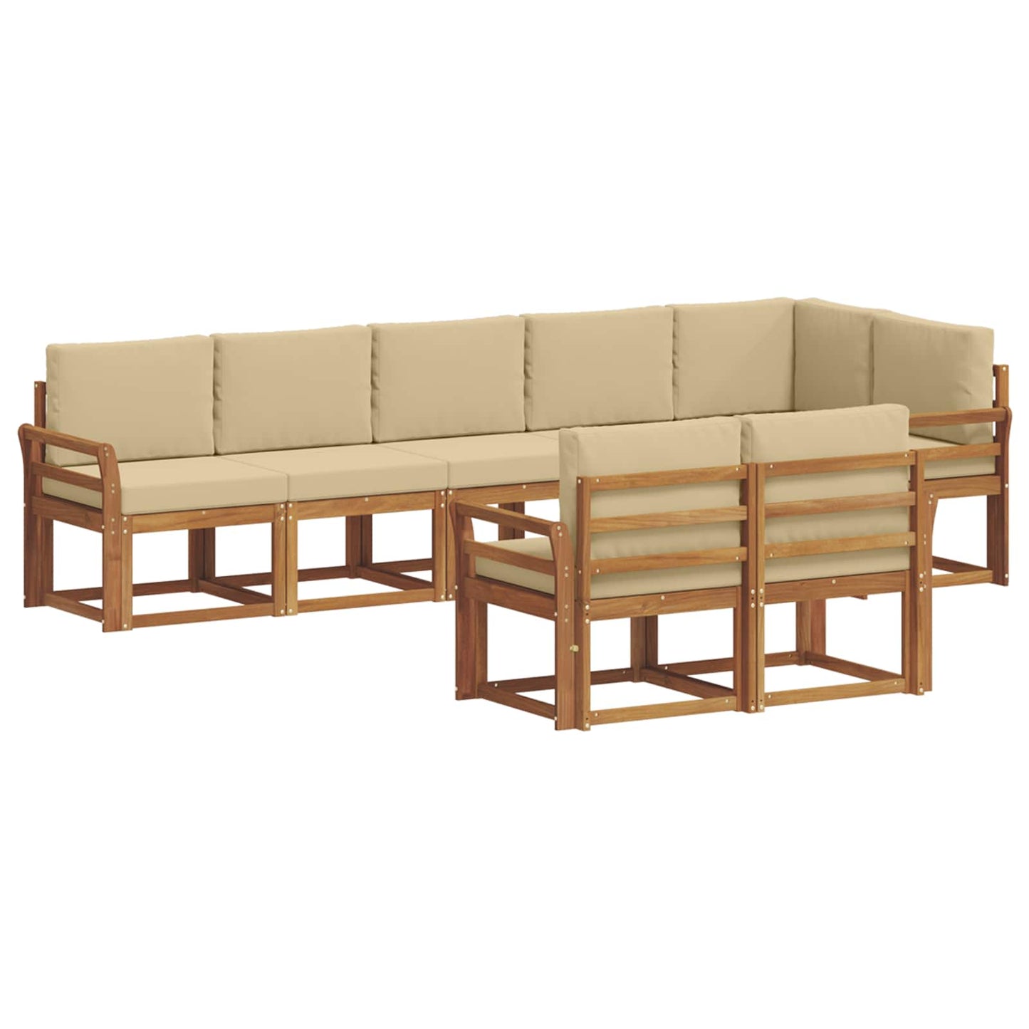 Outdoor-Sofagarnitur mit Kissen 8 pcs Natur und Beige