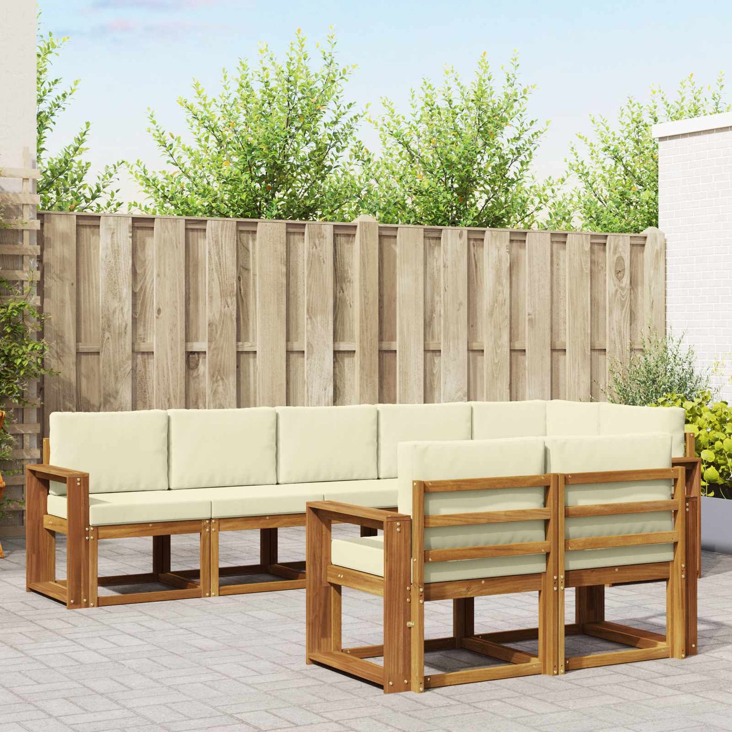 Outdoor-Sofagarnitur 8 stk. Natur und Creme