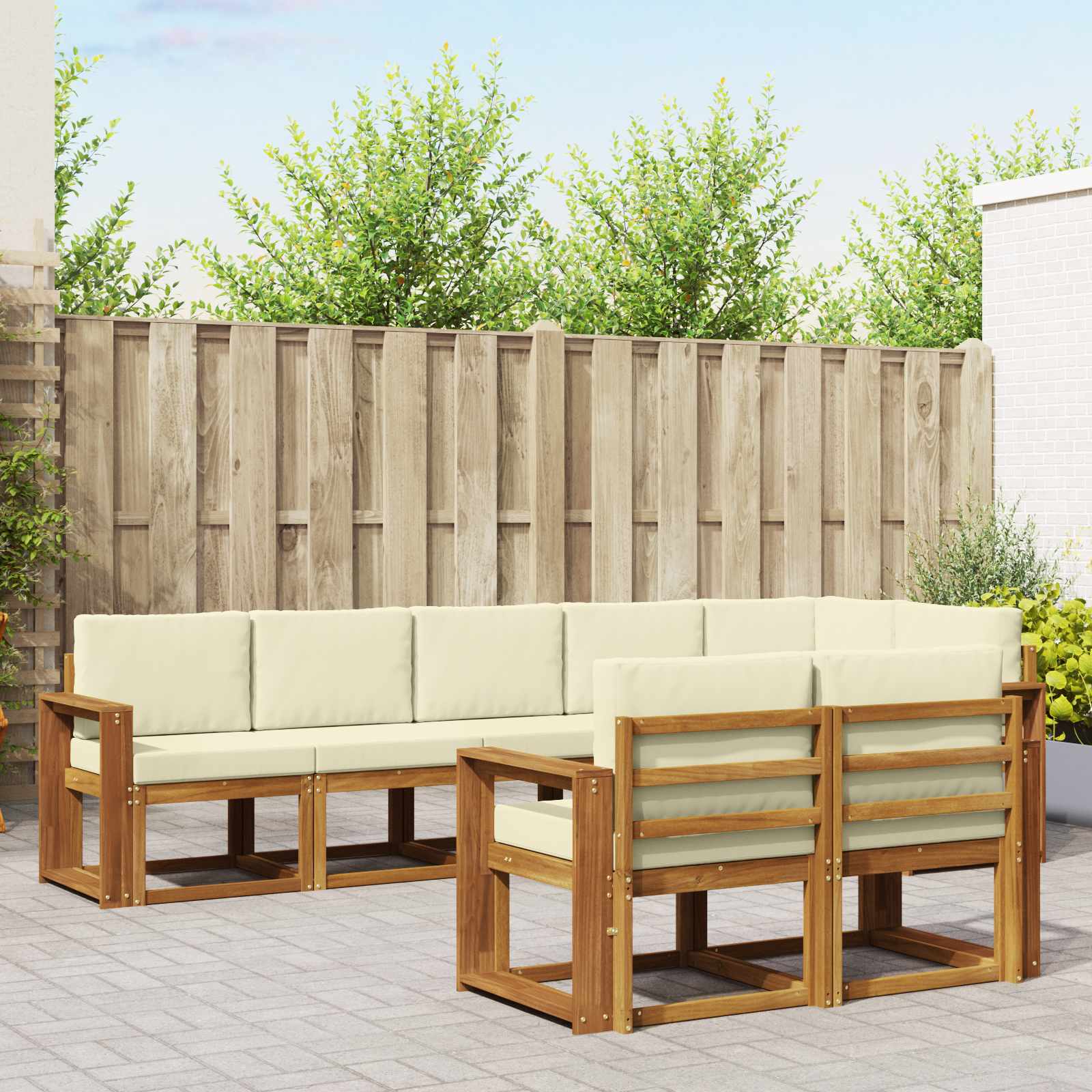 Outdoor-Sofagarnitur 8 stk. Natur und Creme