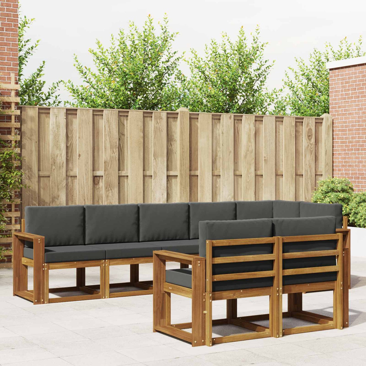 Outdoor-Sofagarnitur 8 stk. Natur und Anthrazit