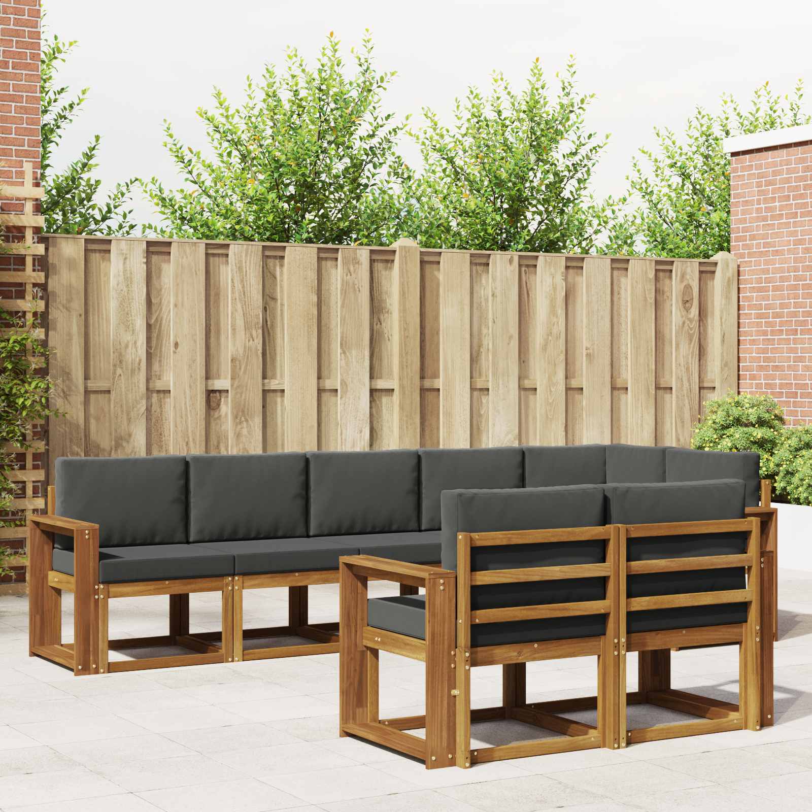 Outdoor-Sofagarnitur 8 stk. Natur und Anthrazit