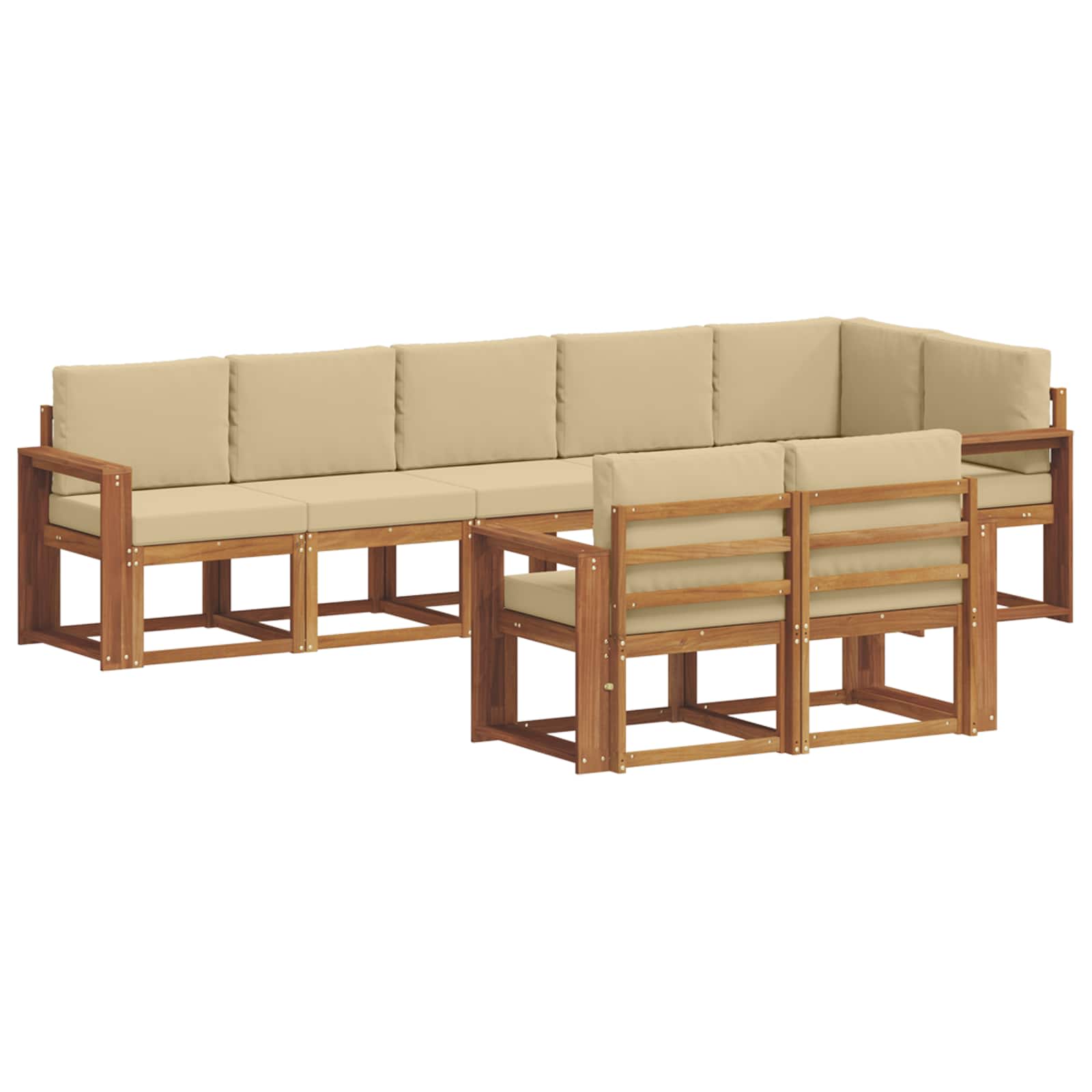 Outdoor-Sofagarnitur mit Kissen 8 pcs Natur und Beige