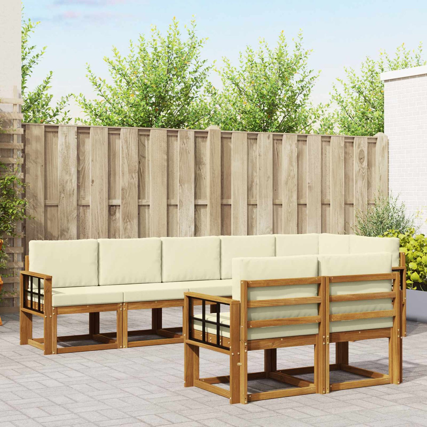 Outdoor-Sofagarnitur 8 stk. Natur und Creme