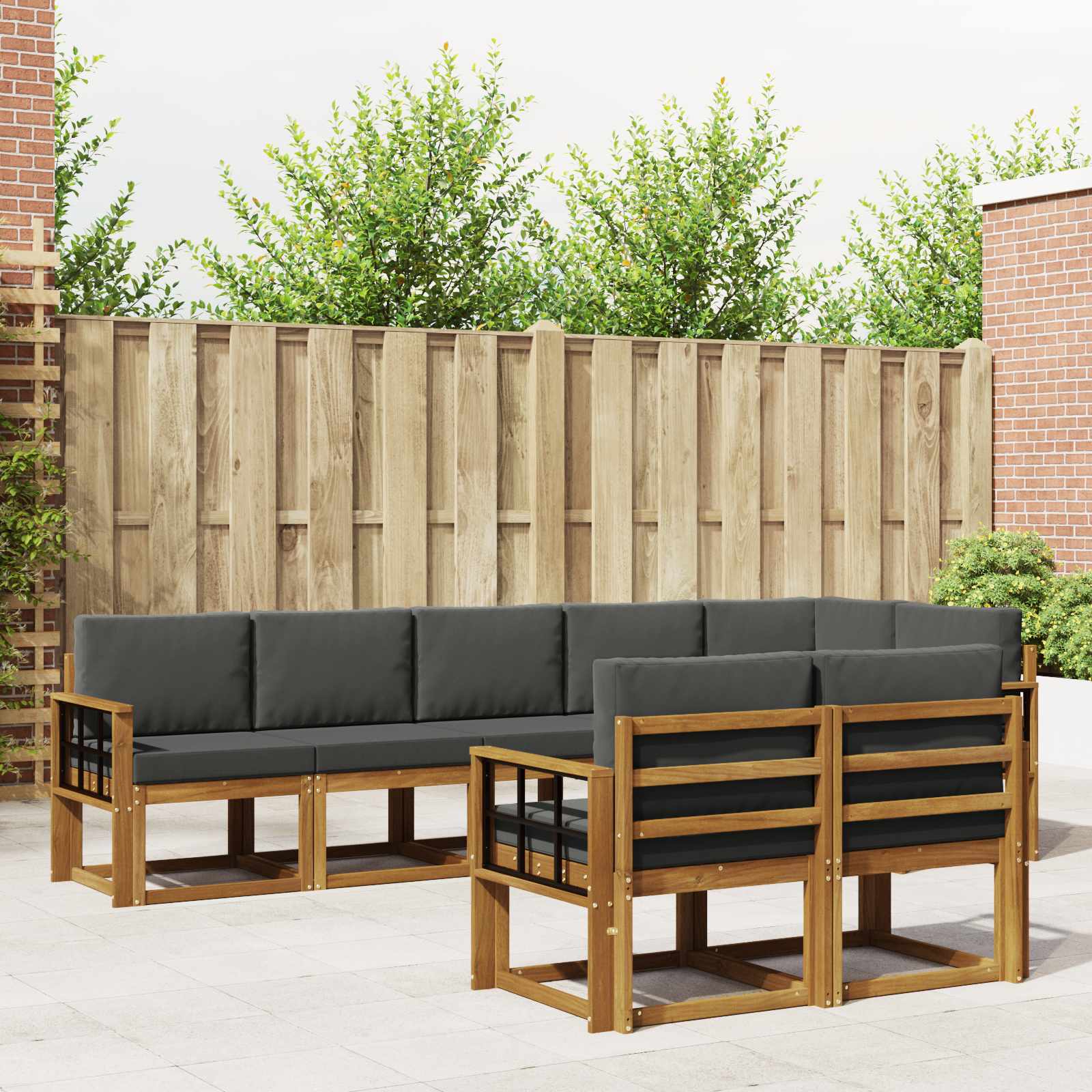 Outdoor-Sofagarnitur 8 stk. Natur und Anthrazit