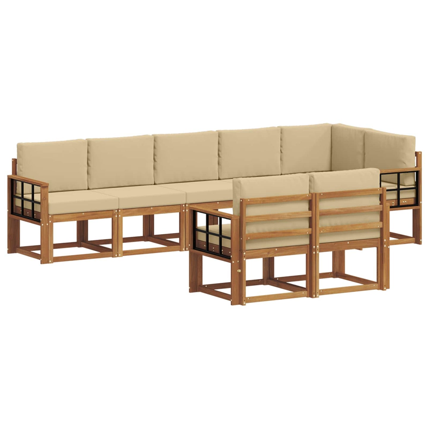 Outdoor-Sofagarnitur mit Kissen 8 pcs Natur und Beige