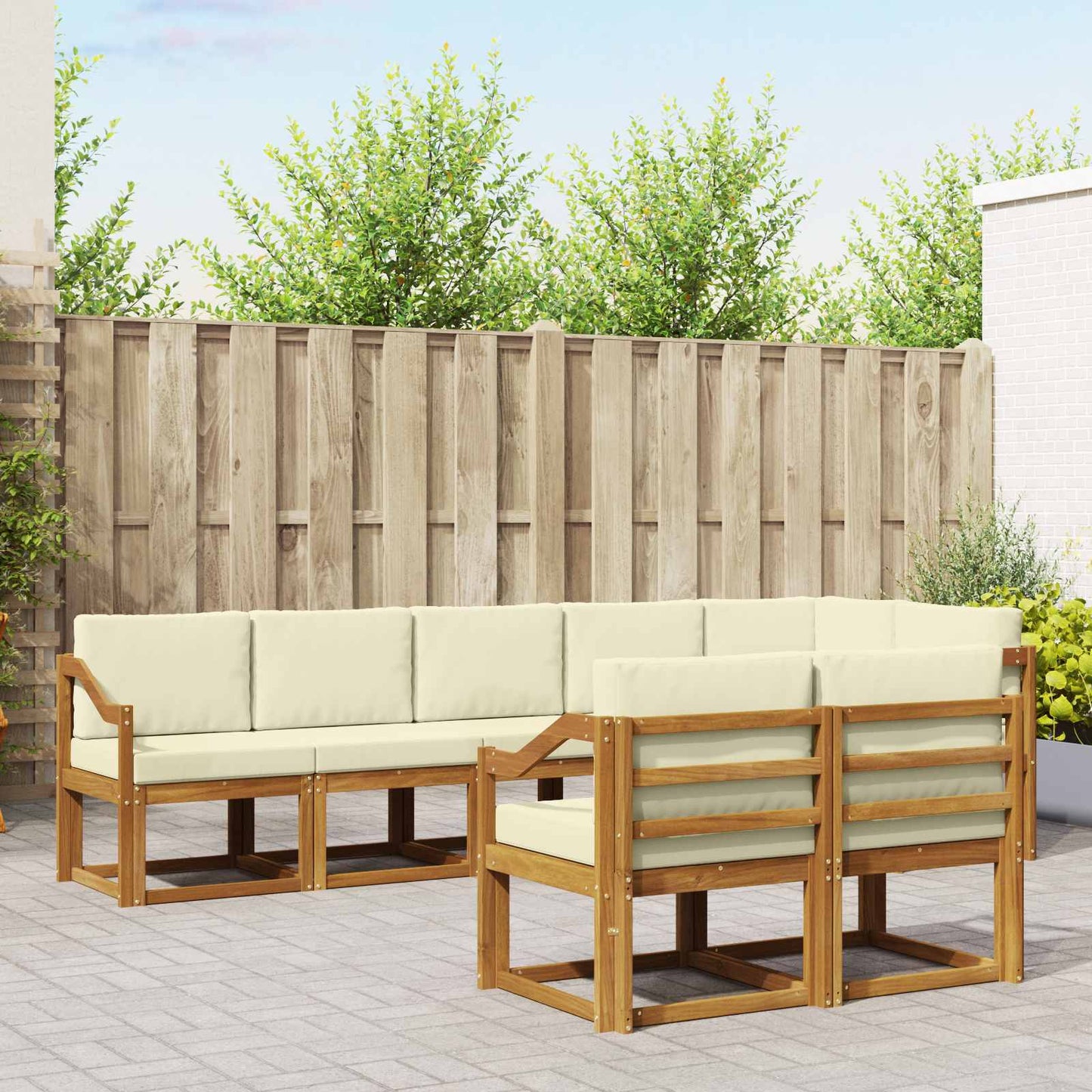 Outdoor-Sofagarnitur 8 stk. Natur und Creme
