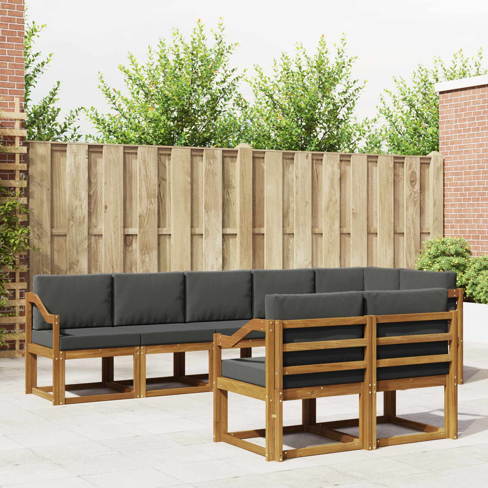 Outdoor-Sofagarnitur 8 stk. Natur und Anthrazit