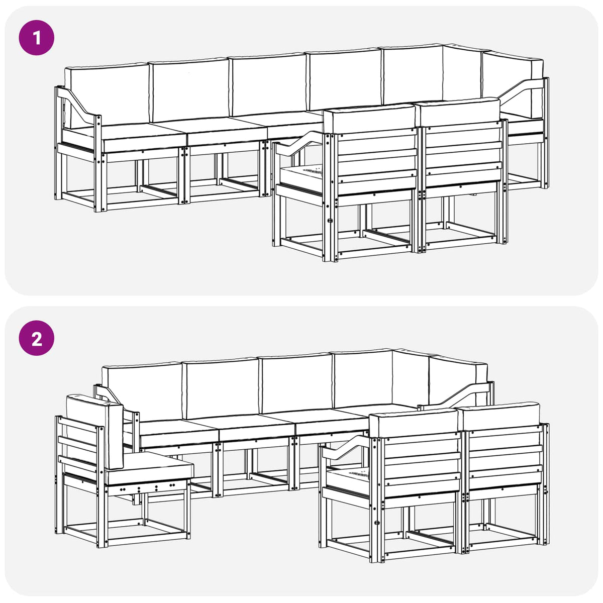 Outdoor-Sofagarnitur 8 stk. Natur und Anthrazit