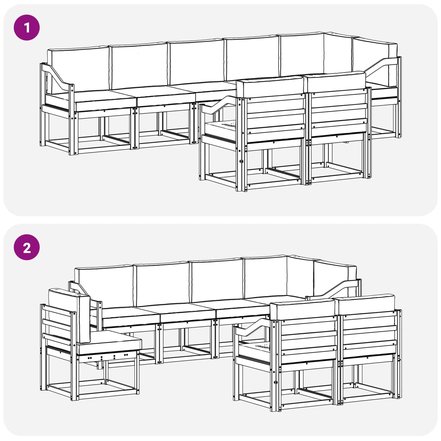Outdoor-Sofagarnitur 8 stk. Natur und Anthrazit