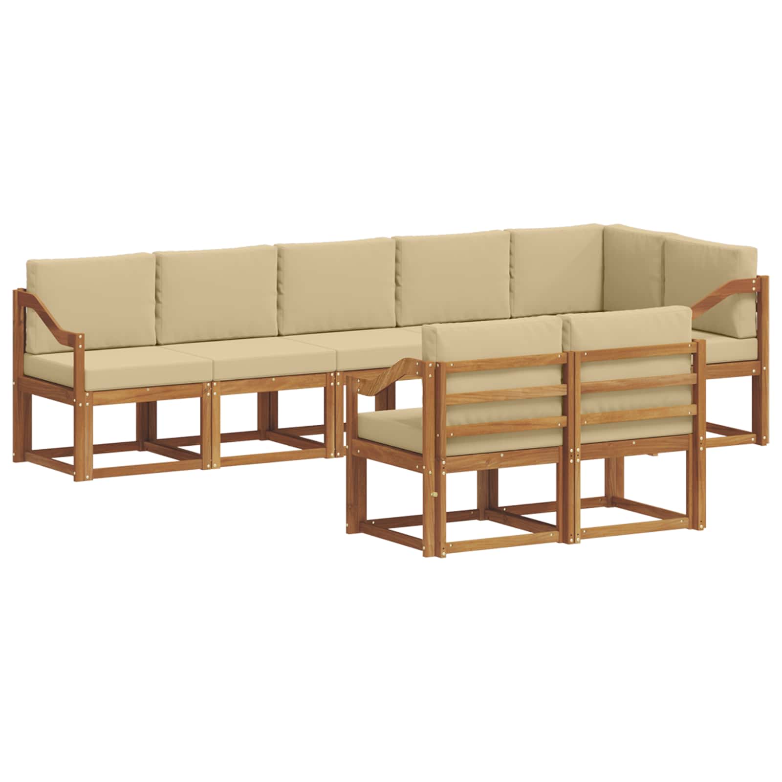 Outdoor-Sofagarnitur mit Kissen 8 pcs Natur und Beige
