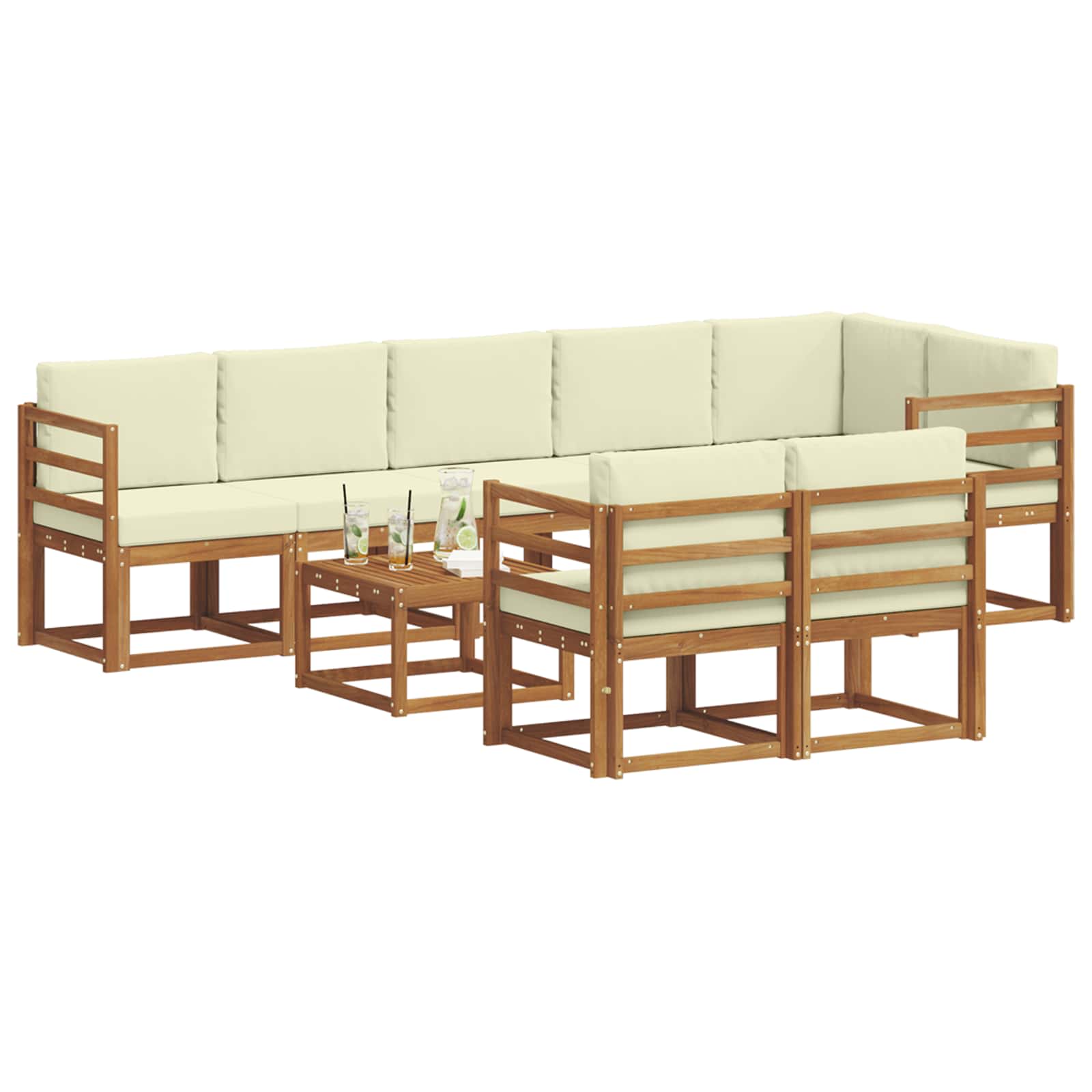 Outdoor-Sofagarnitur 9 stk. Natur und Creme
