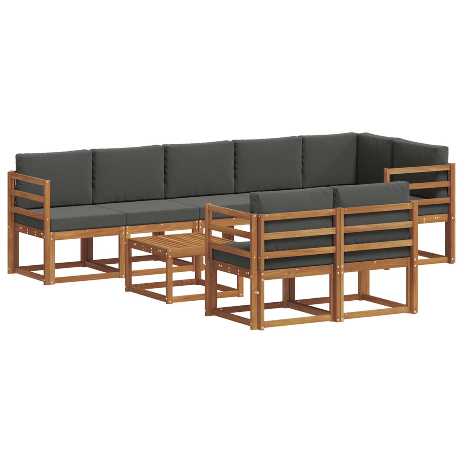 Outdoor-Sofagarnitur 9 stk. Natur und Anthrazit