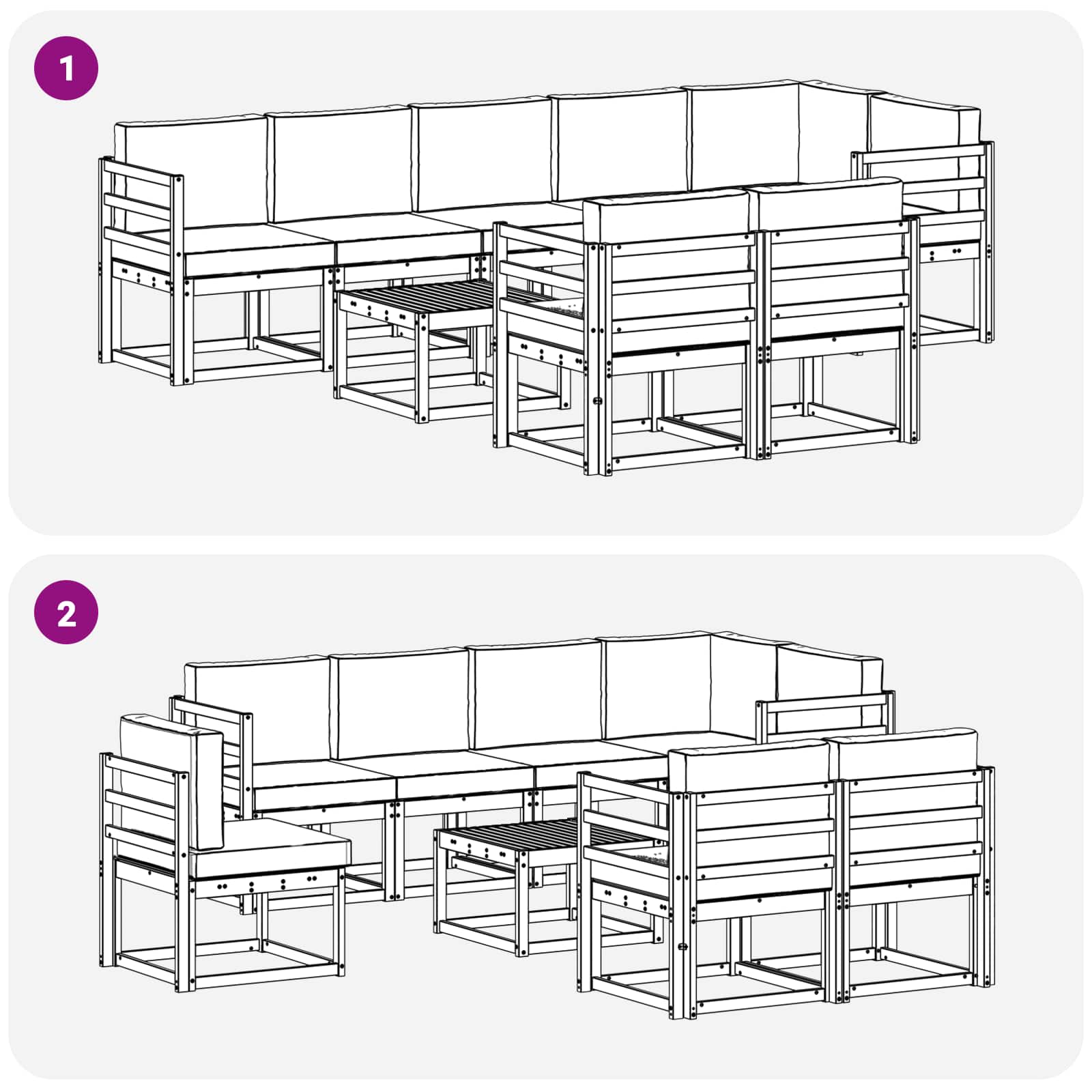 Outdoor-Sofagarnitur 9 stk. Natur und Anthrazit