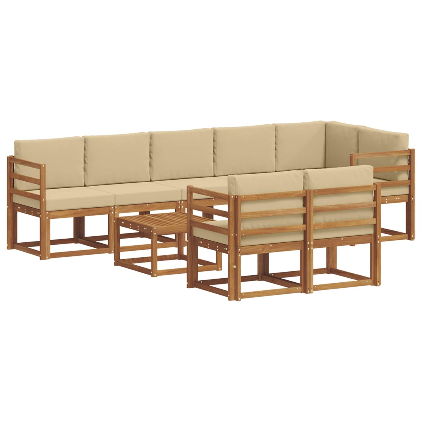 Outdoor-Sofagarnitur mit Kissen 9 pcs Natur und Beige