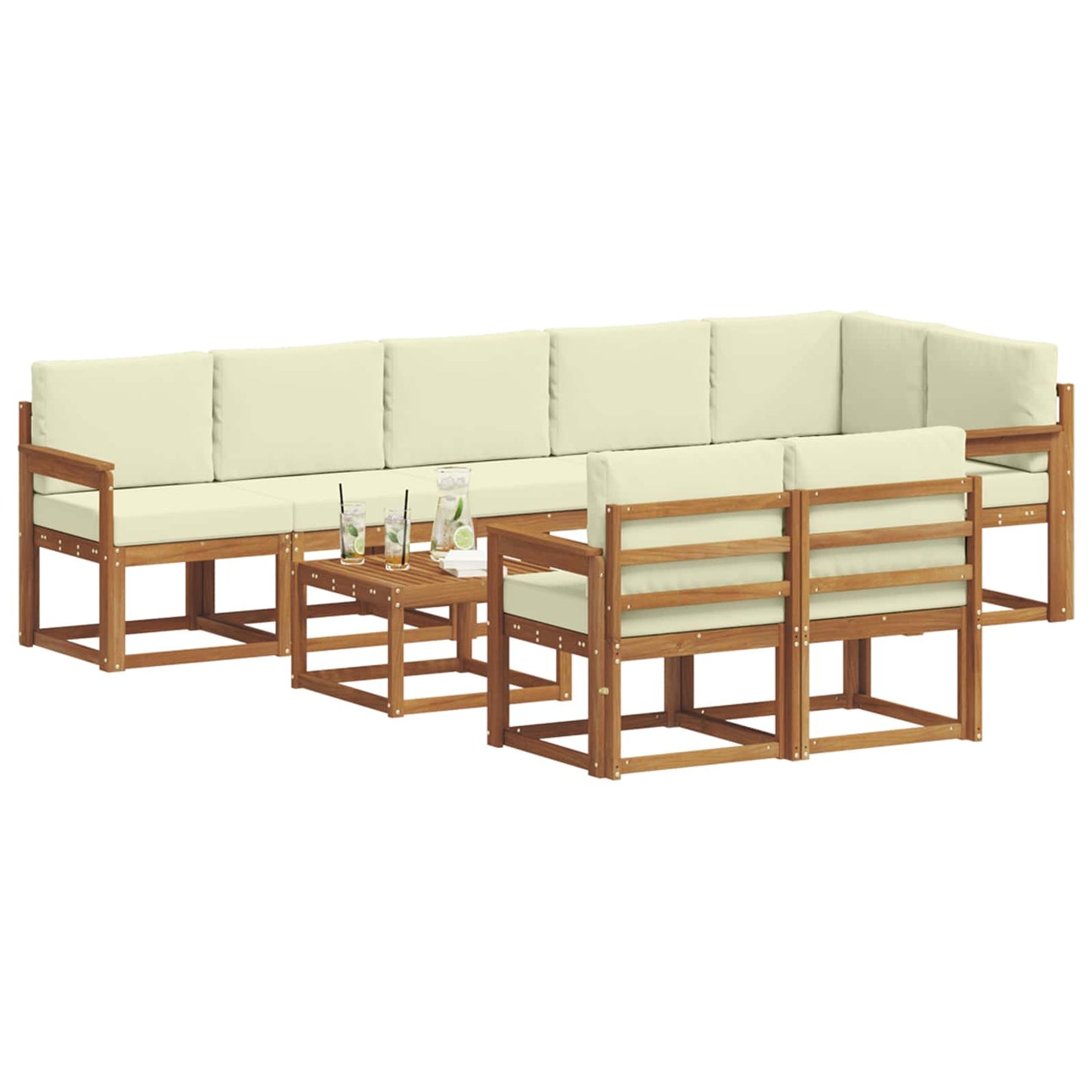 Outdoor-Sofagarnitur 9 stk. Natur und Creme