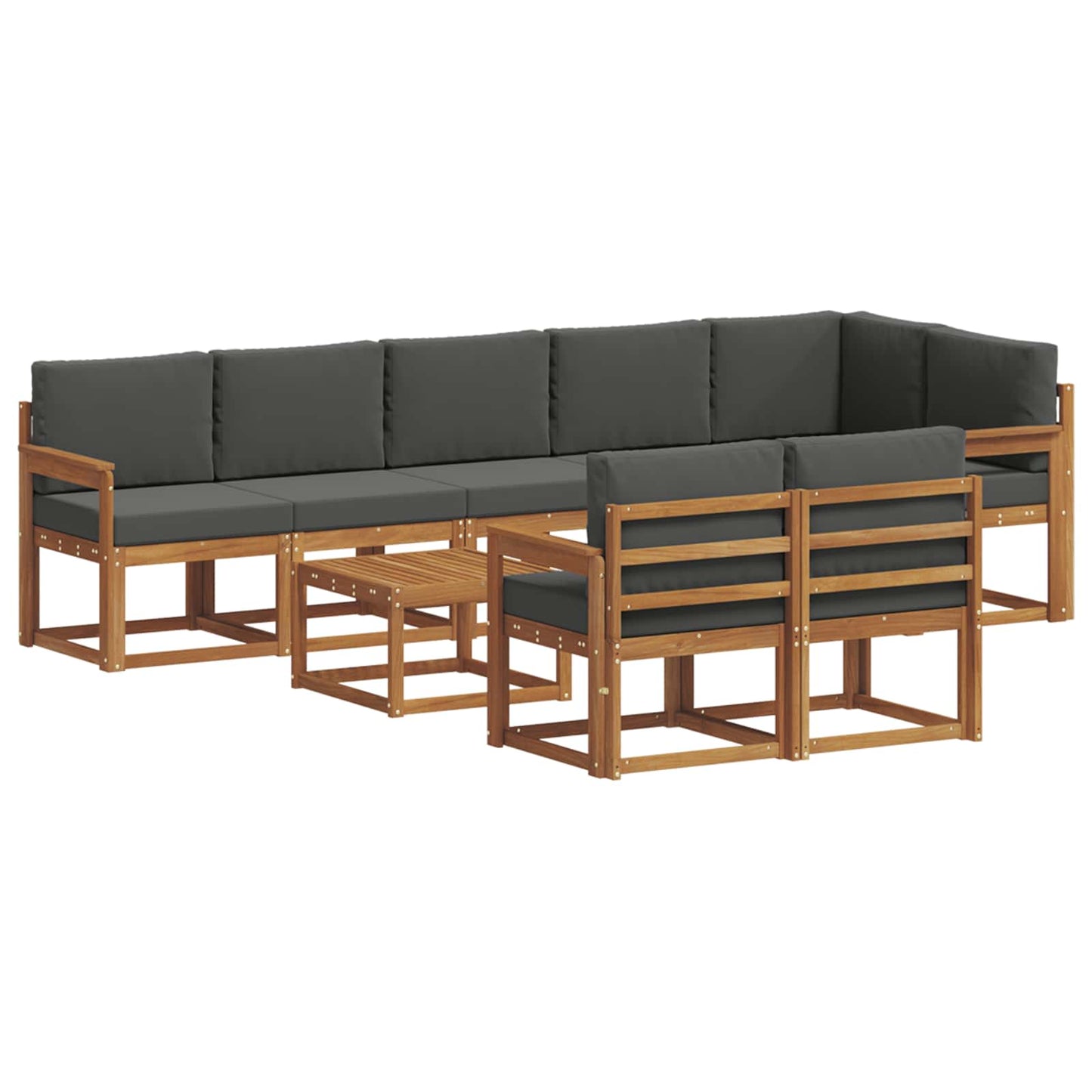 Outdoor-Sofagarnitur 9 stk. Natur und Anthrazit