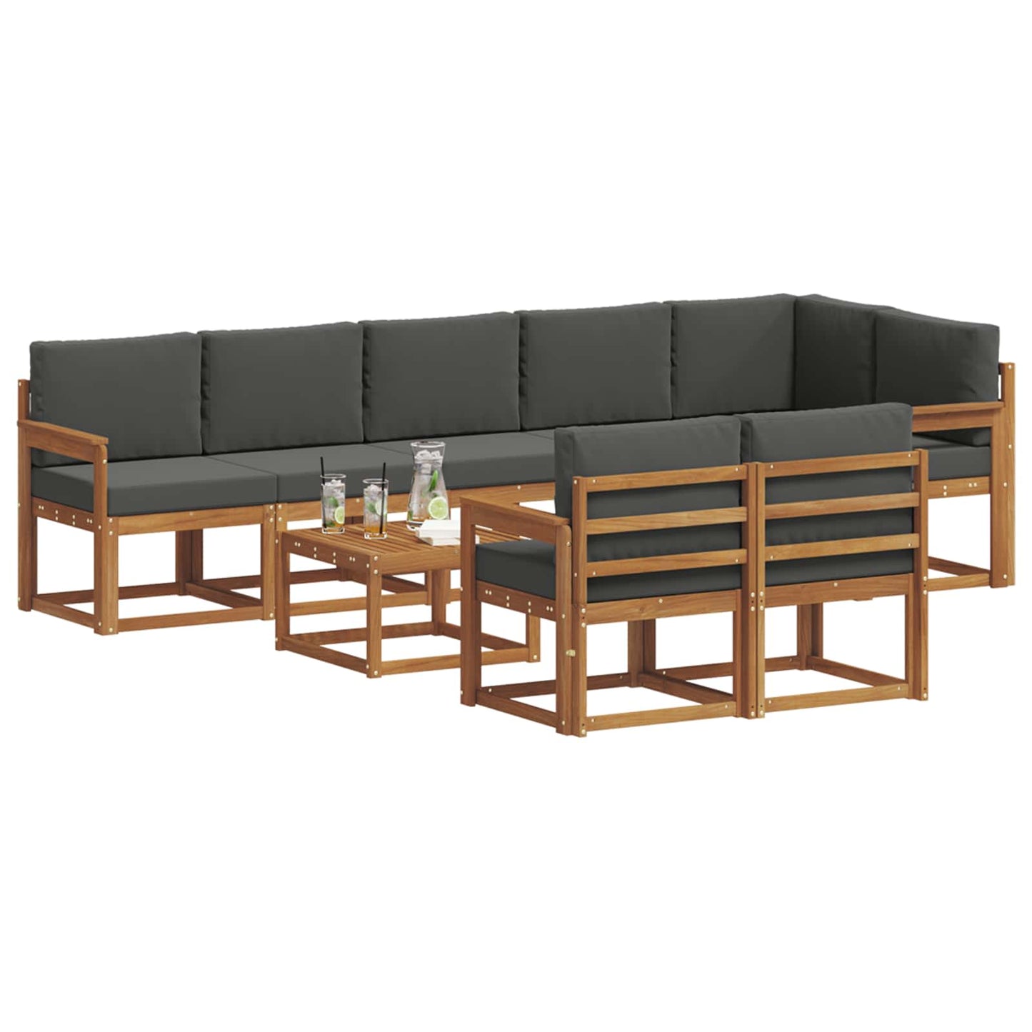 Outdoor-Sofagarnitur 9 stk. Natur und Anthrazit