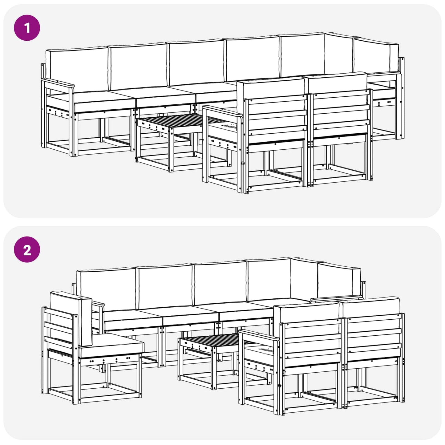Outdoor-Sofagarnitur 9 stk. Natur und Anthrazit