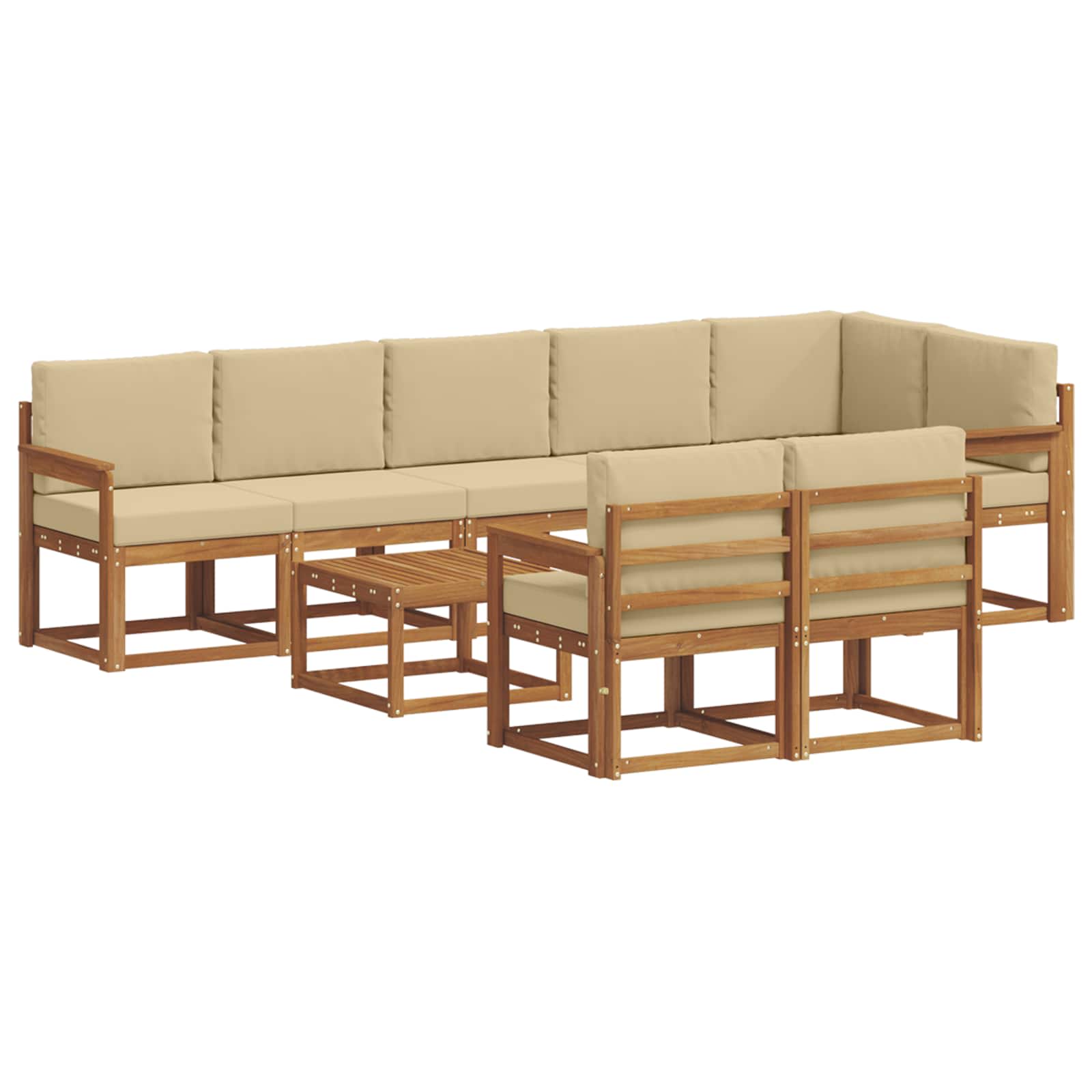 Outdoor-Sofagarnitur mit Kissen 9 pcs Natur und Beige