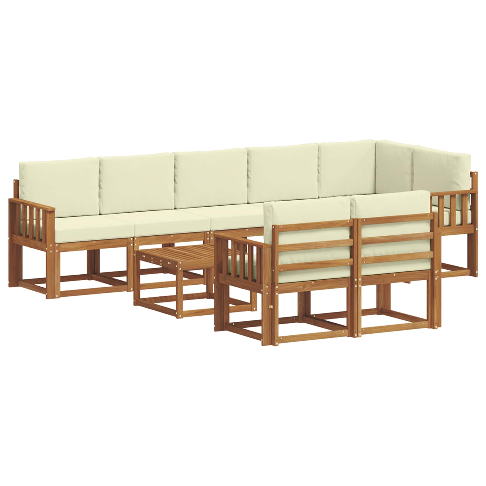 Outdoor-Sofagarnitur 9 stk. Natur und Creme