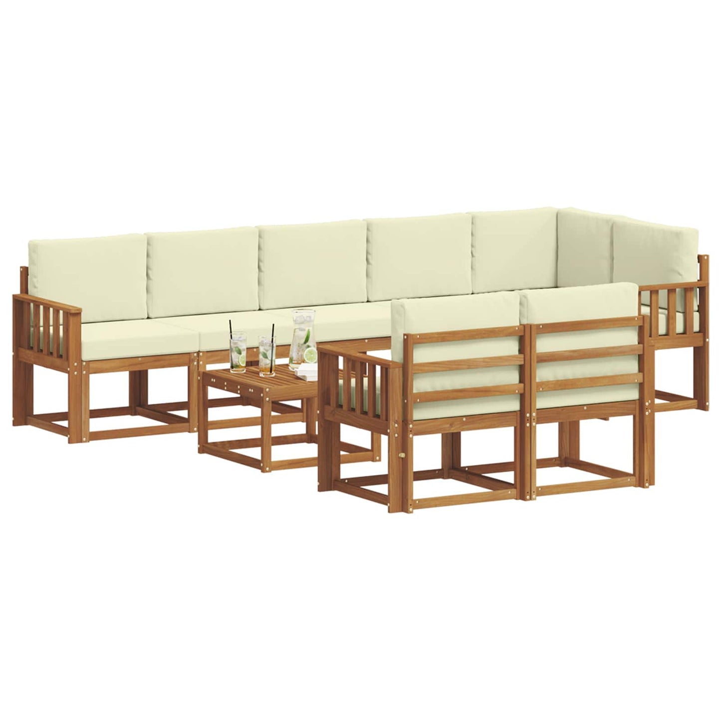 Outdoor-Sofagarnitur 9 stk. Natur und Creme