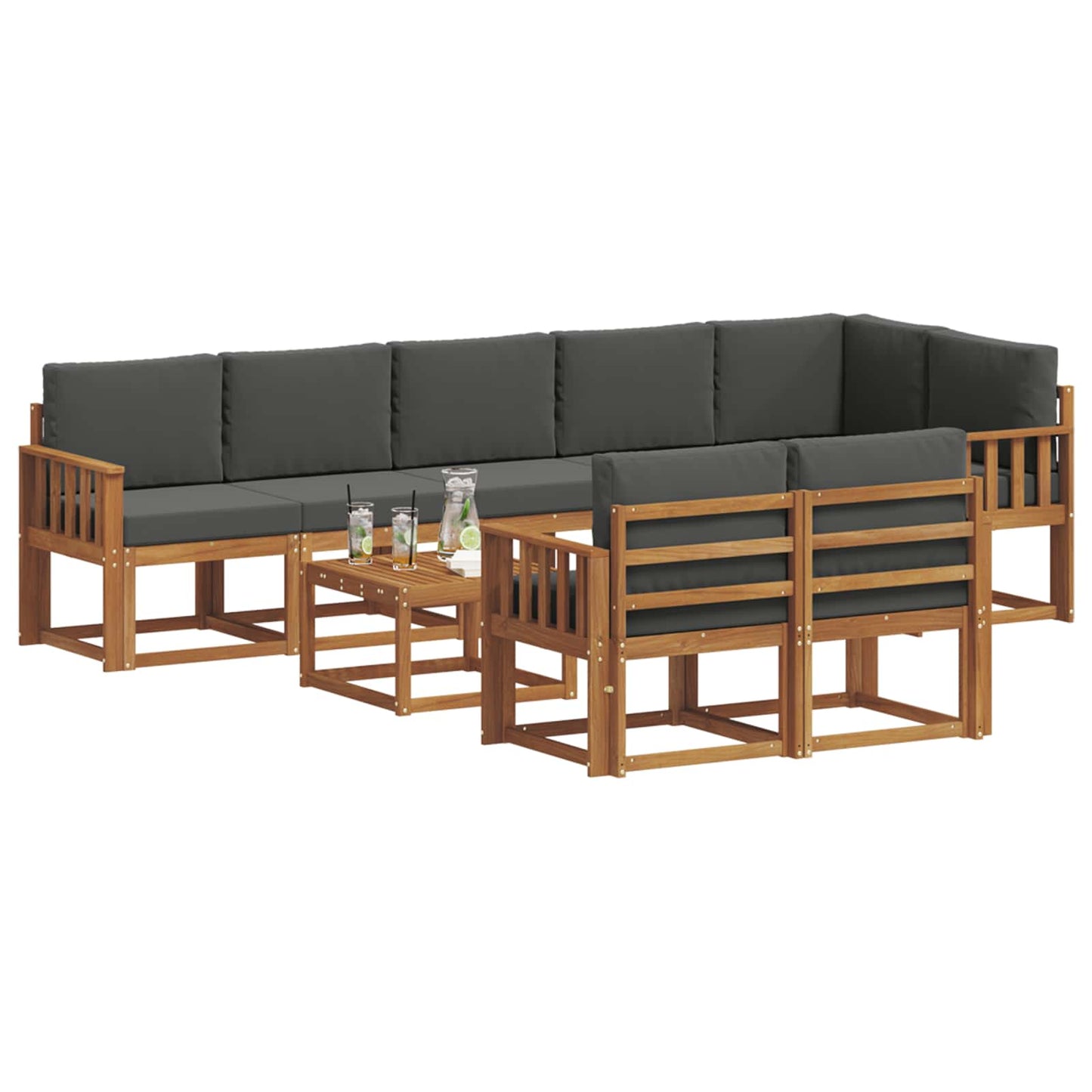 Outdoor-Sofagarnitur 9 stk. Natur und Anthrazit