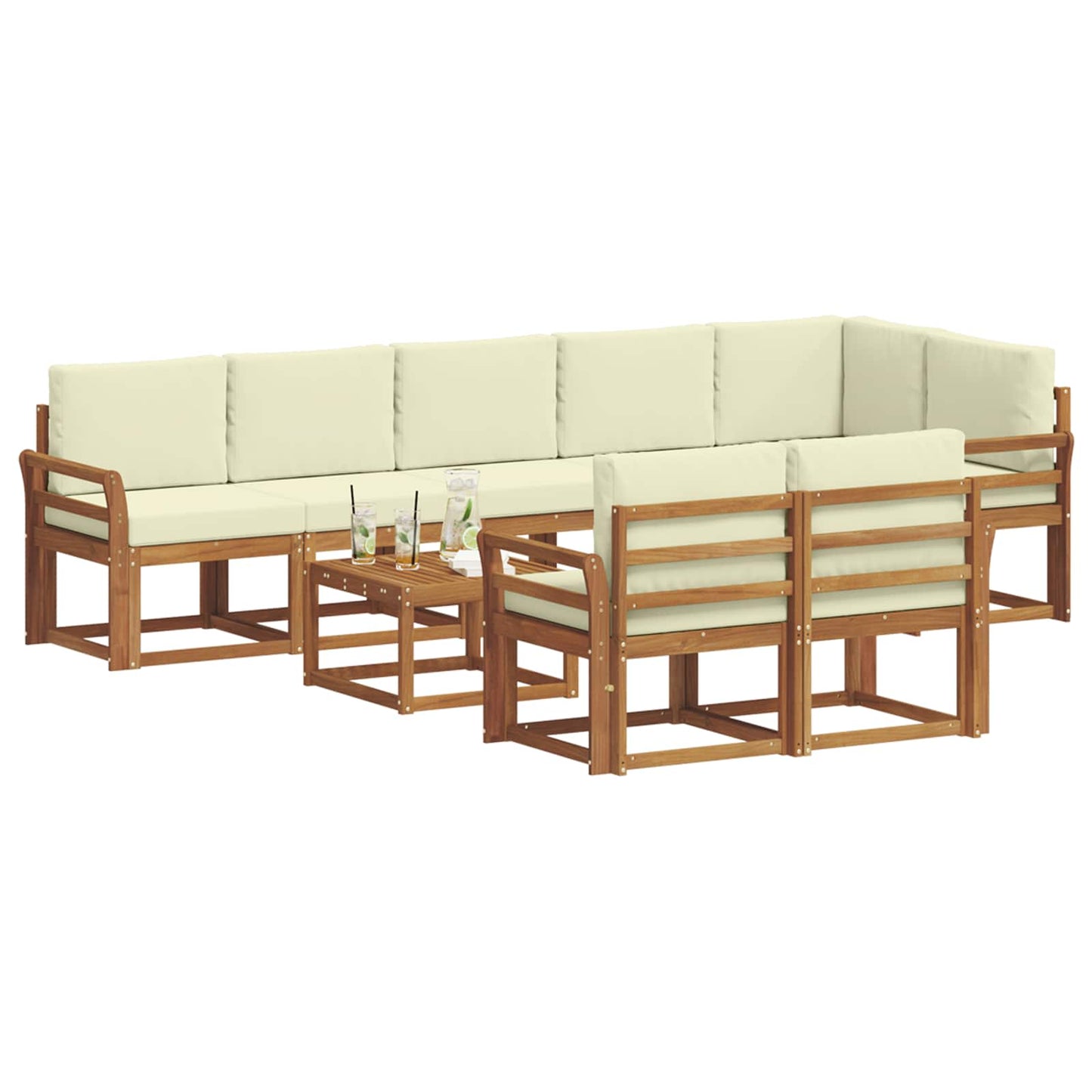 Outdoor-Sofagarnitur 9 Stk. Natur und Creme