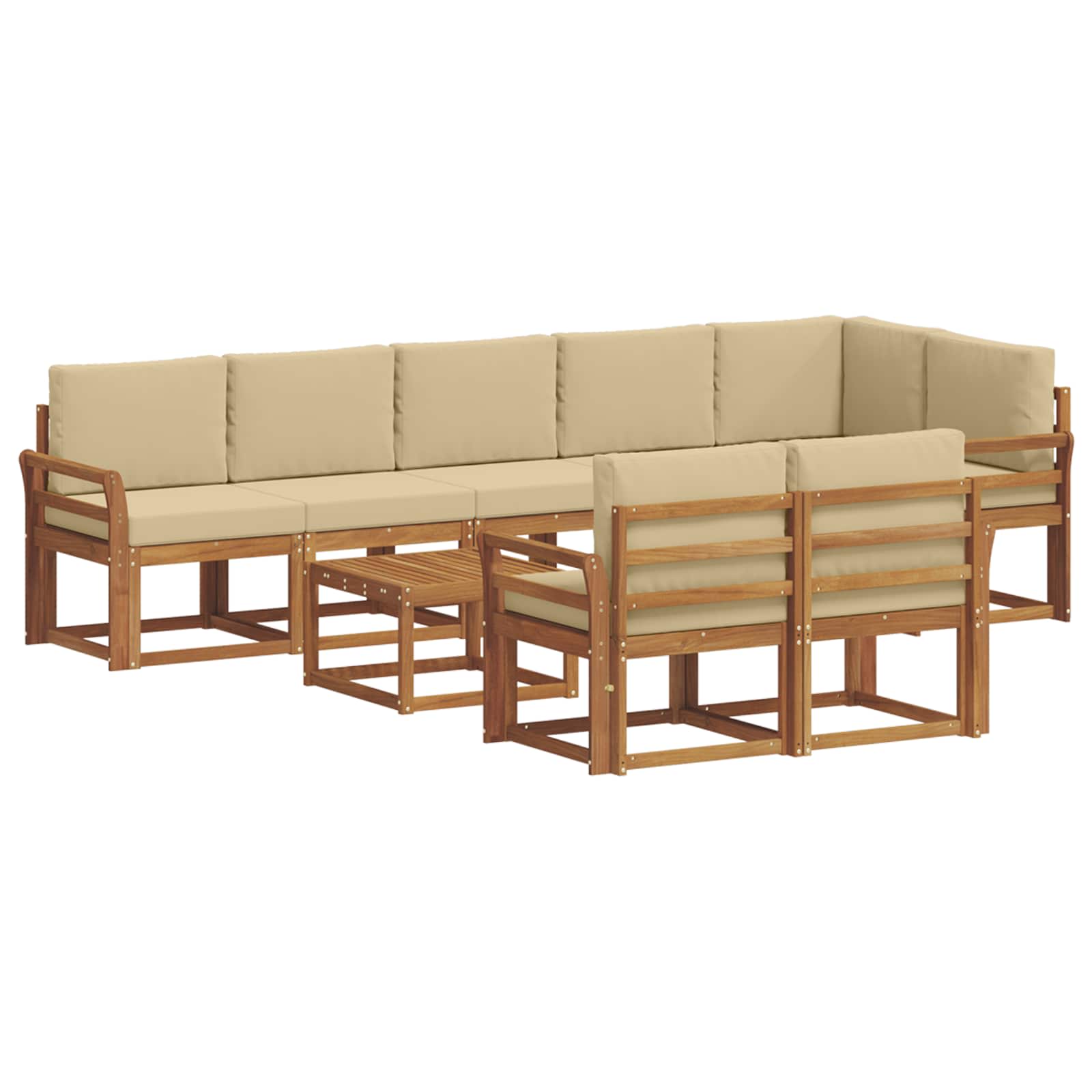 Outdoor-Sofagarnitur mit Kissen 9 pcs Natur und Beige