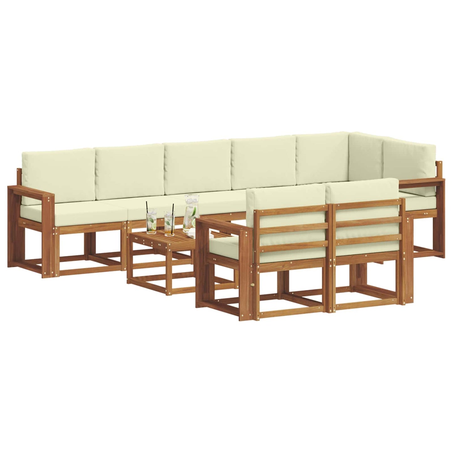Outdoor-Sofagarnitur 9 stk. Natur und Creme