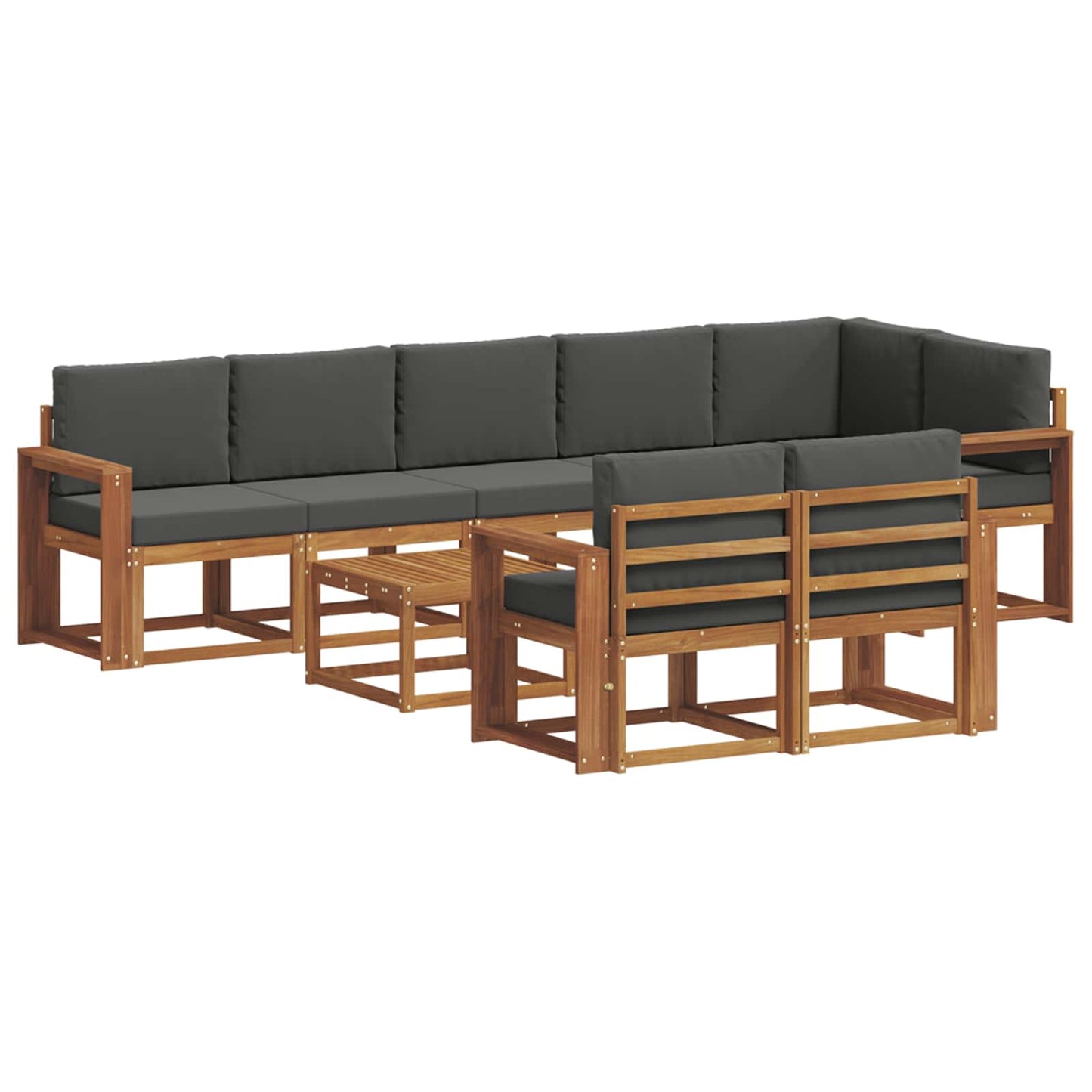 Outdoor-Sofagarnitur 9 stk. Natur und Anthrazit