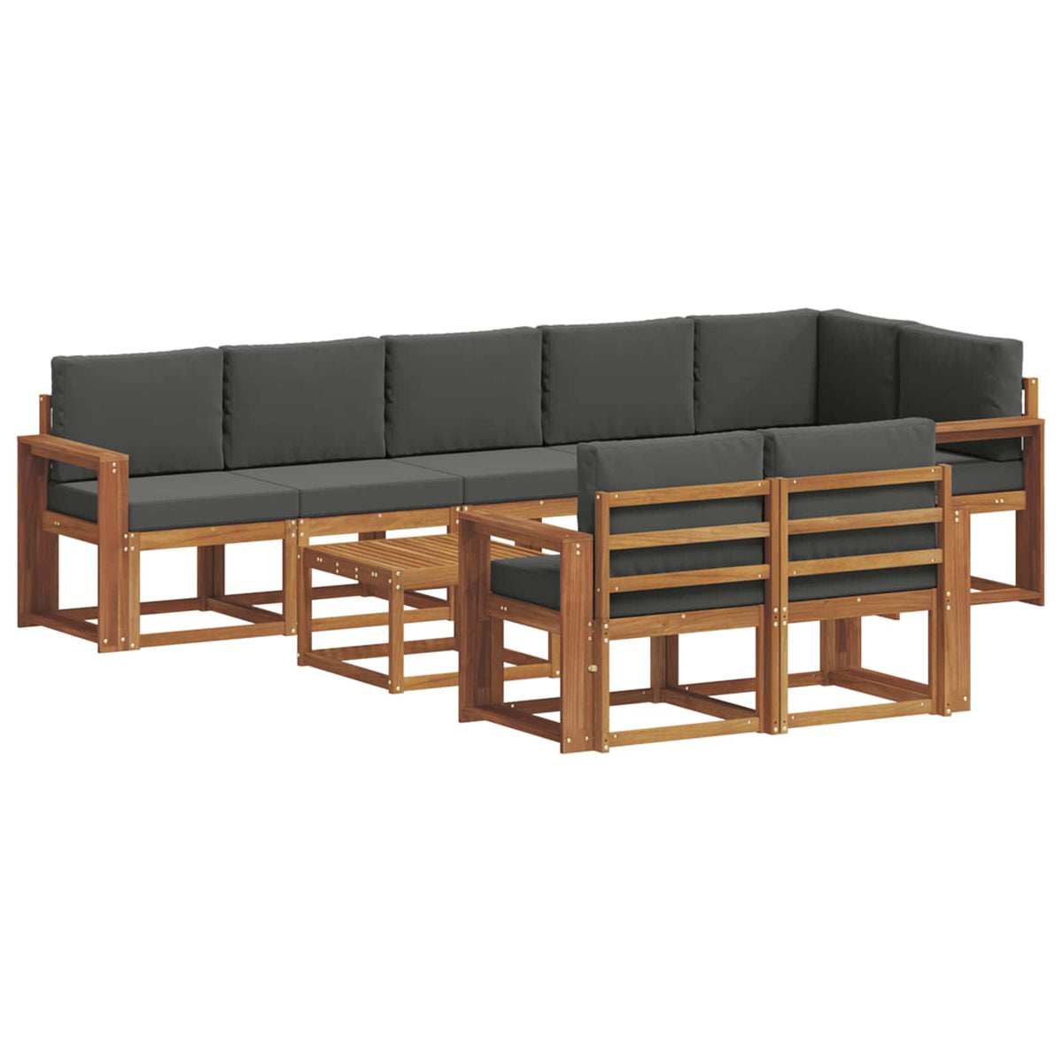 Outdoor-Sofagarnitur 9 stk. Natur und Anthrazit