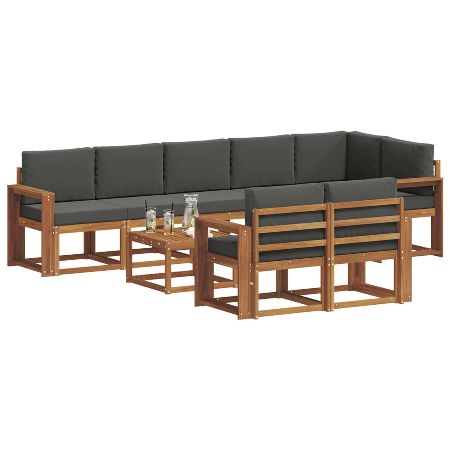 Outdoor-Sofagarnitur 9 stk. Natur und Anthrazit