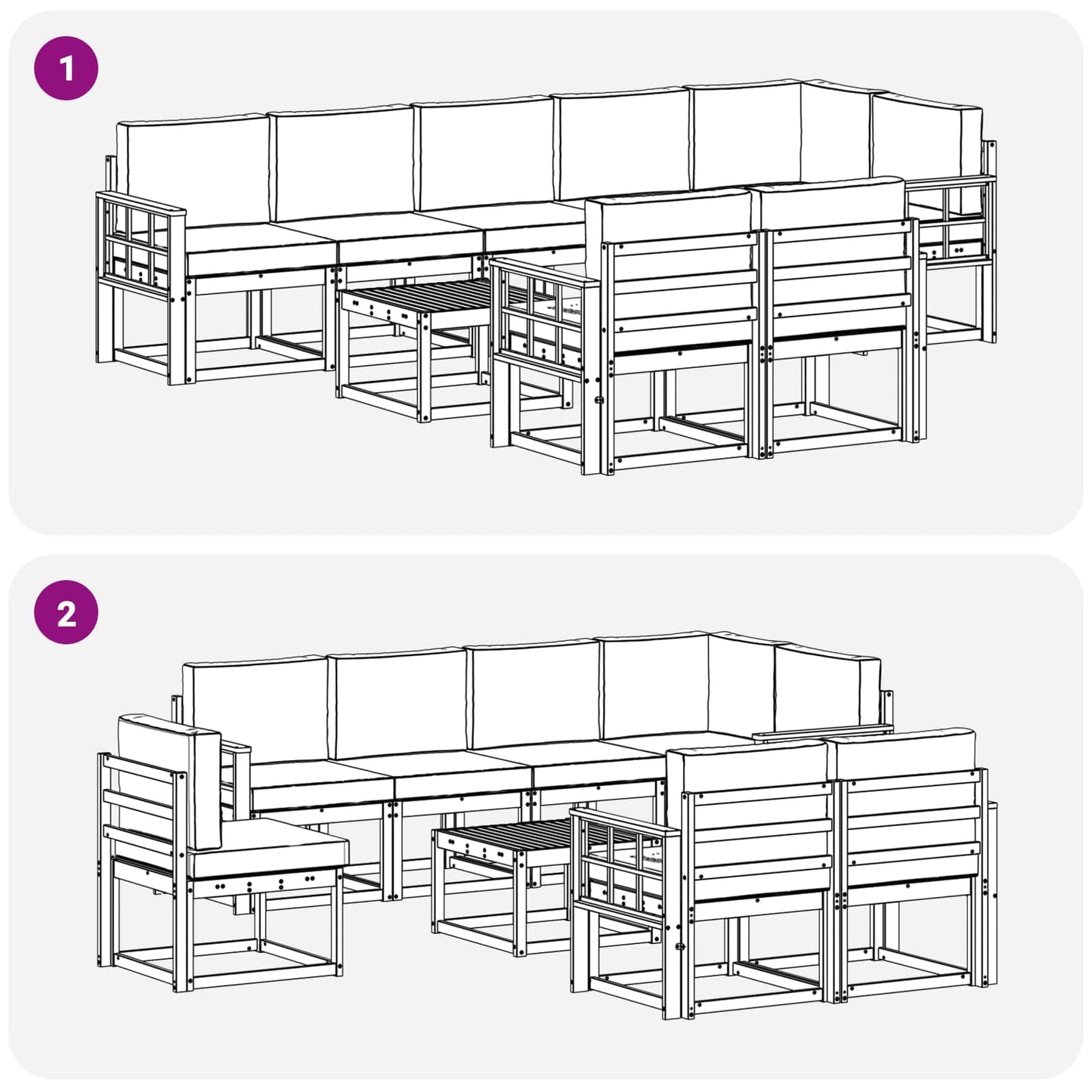 Outdoor-Sofagarnitur 9 stk. Natur und Creme