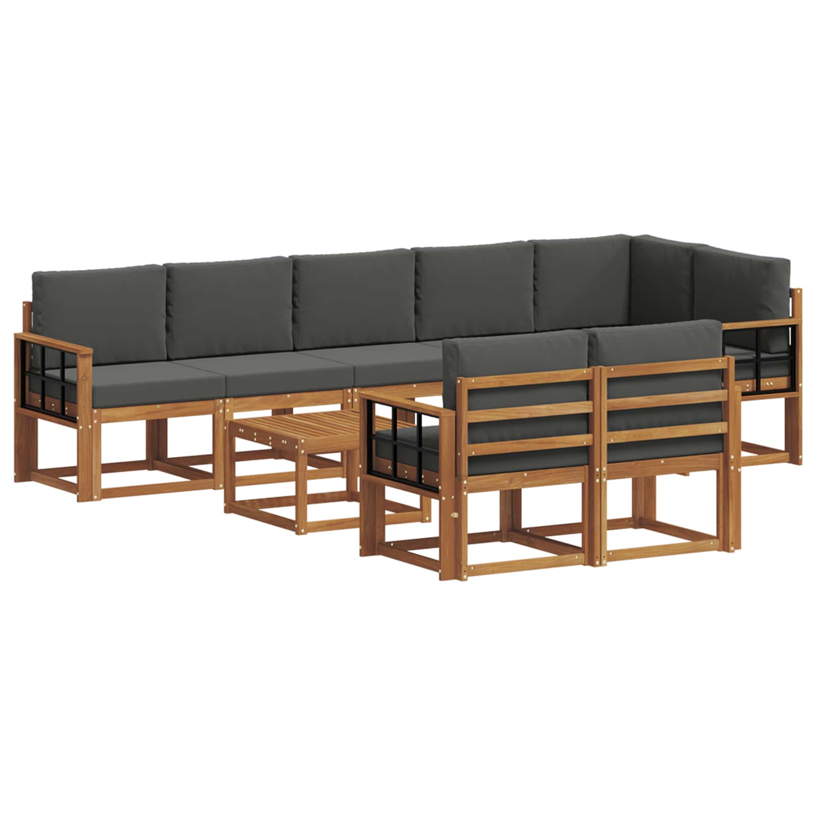 Outdoor-Sofagarnitur 9 stk. Natur und Anthrazit