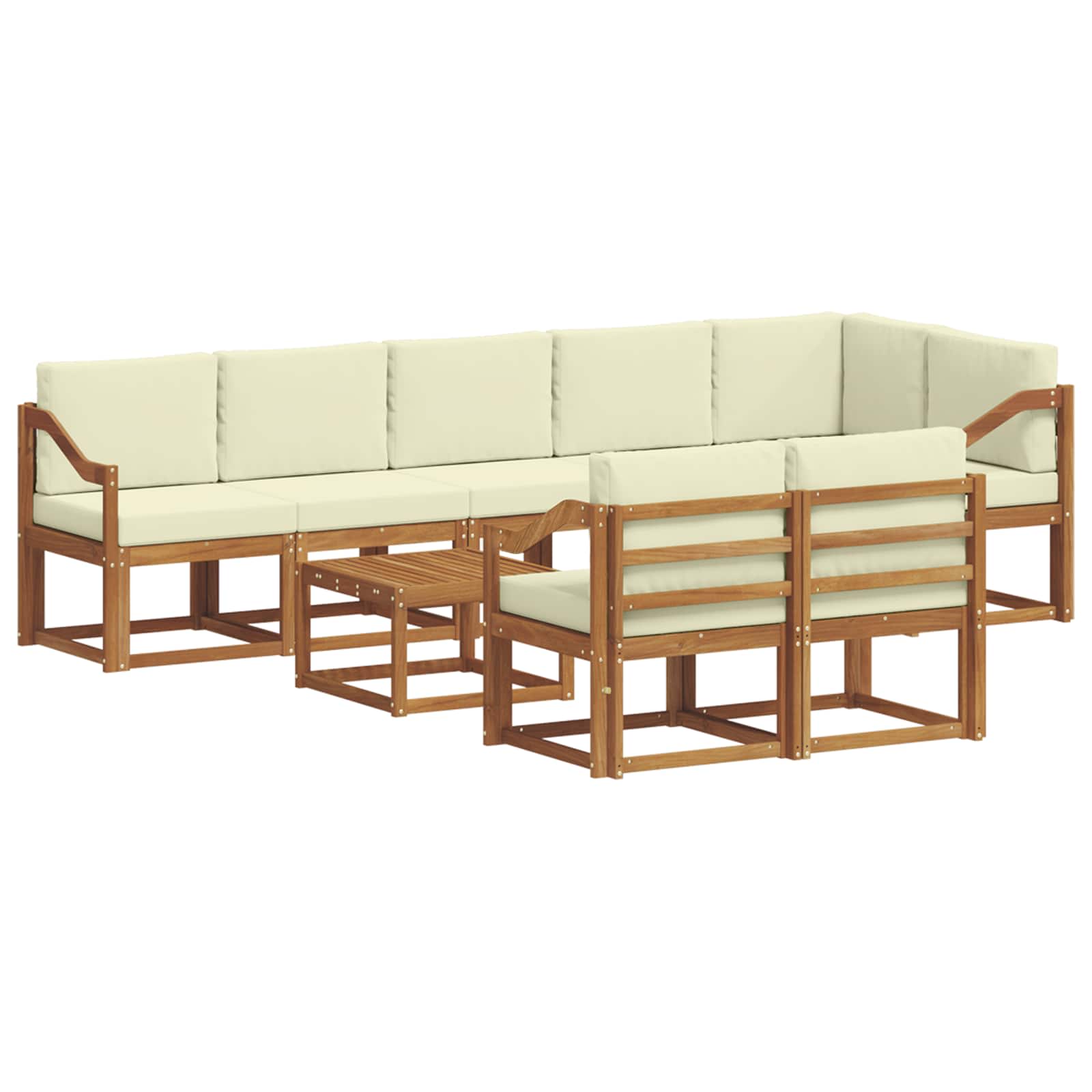 Outdoor-Sofagarnitur 9 stk. Natur und Creme