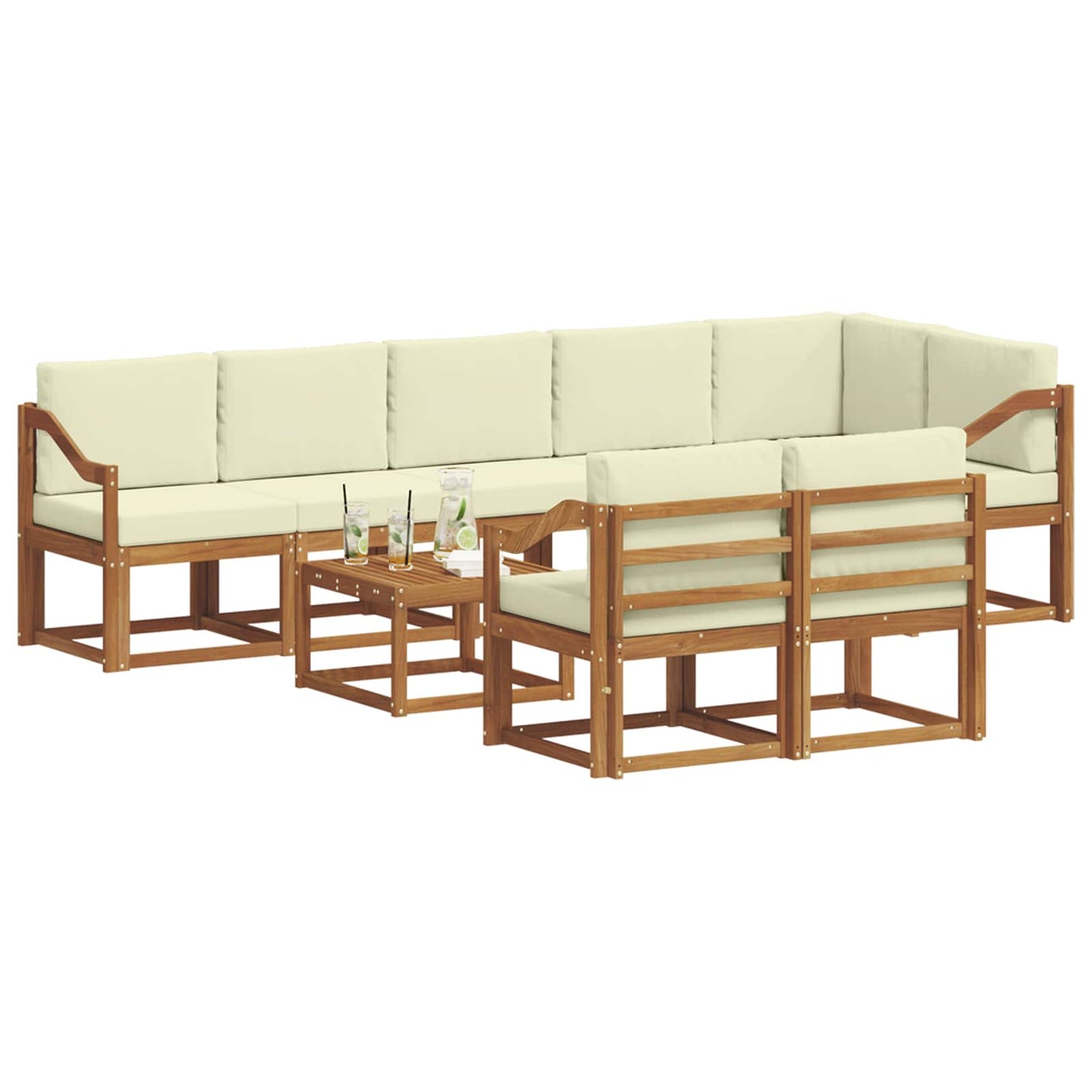 Outdoor-Sofagarnitur 9 stk. Natur und Creme