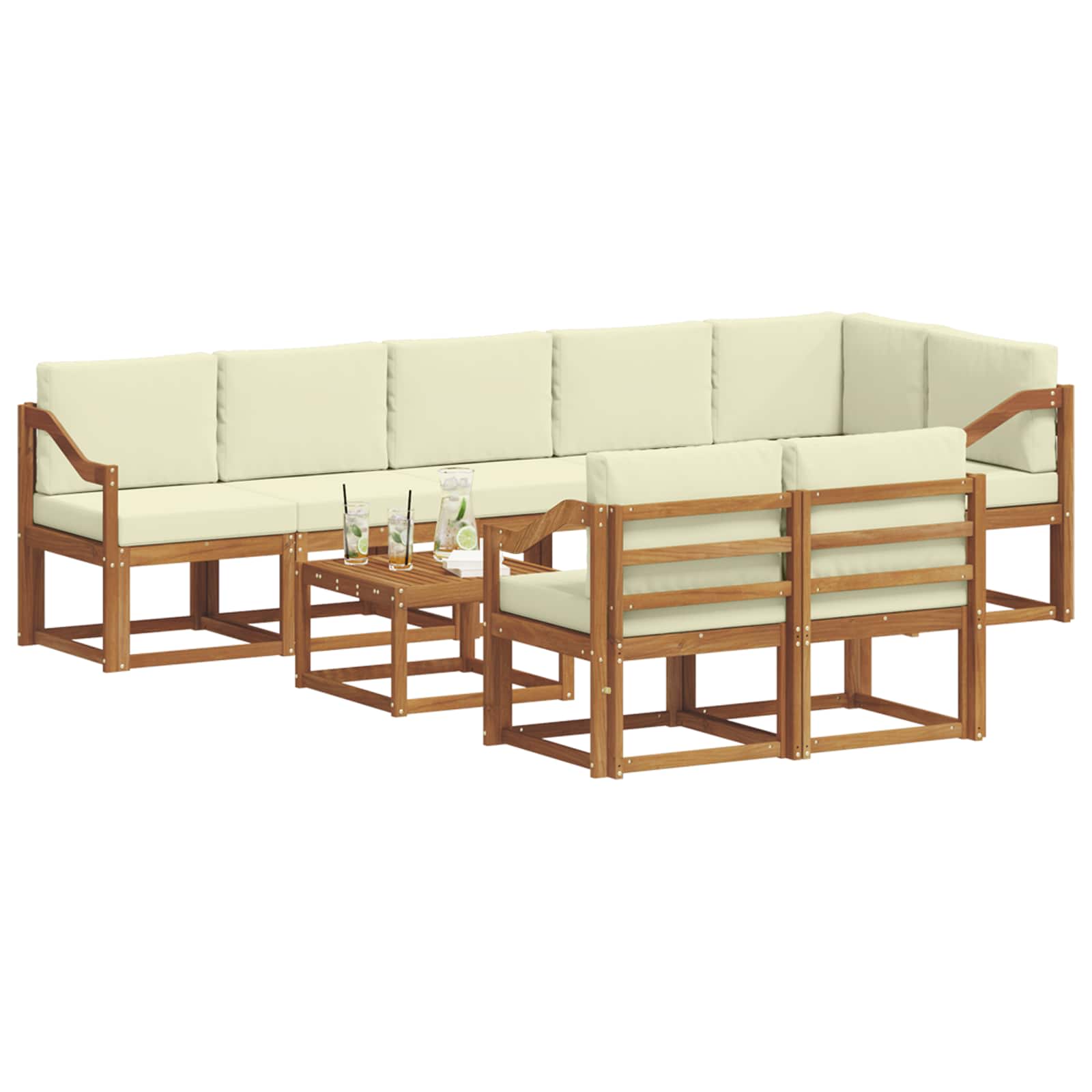 Outdoor-Sofagarnitur 9 stk. Natur und Creme