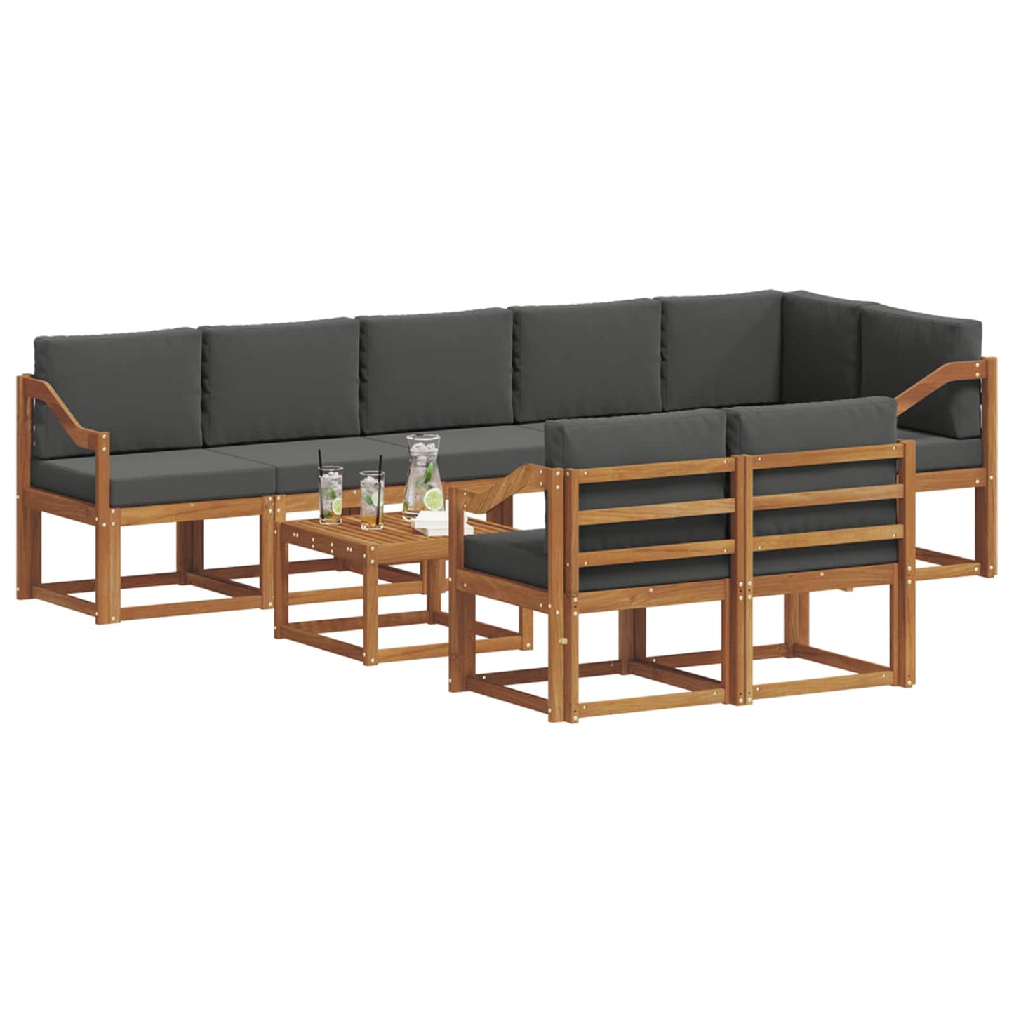 Outdoor-Sofagarnitur 9 stk. Natur und Anthrazit