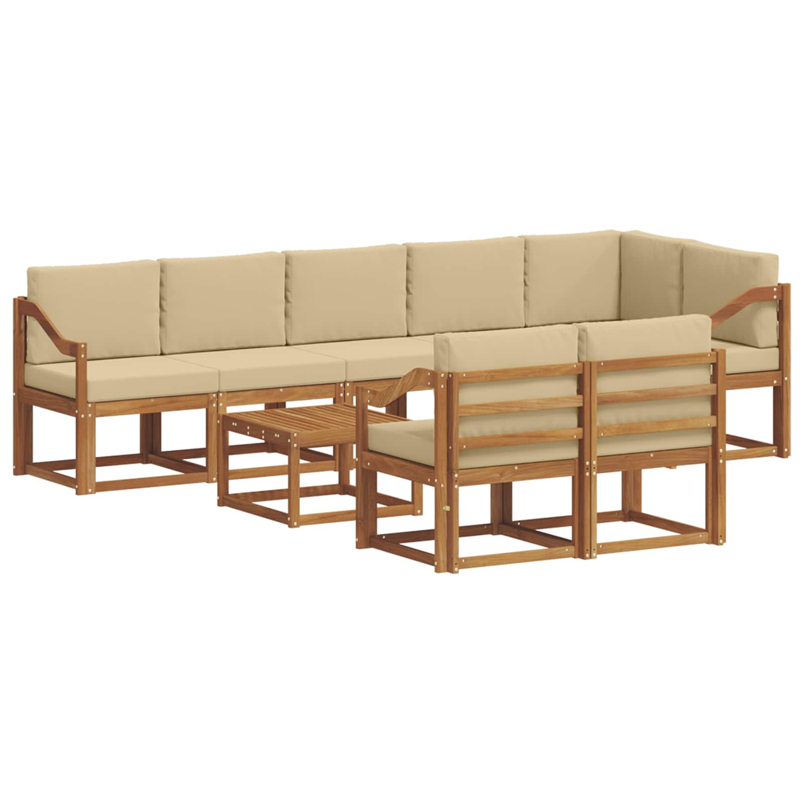 Outdoor-Sofagarnitur mit Kissen 9 pcs Natur und Beige