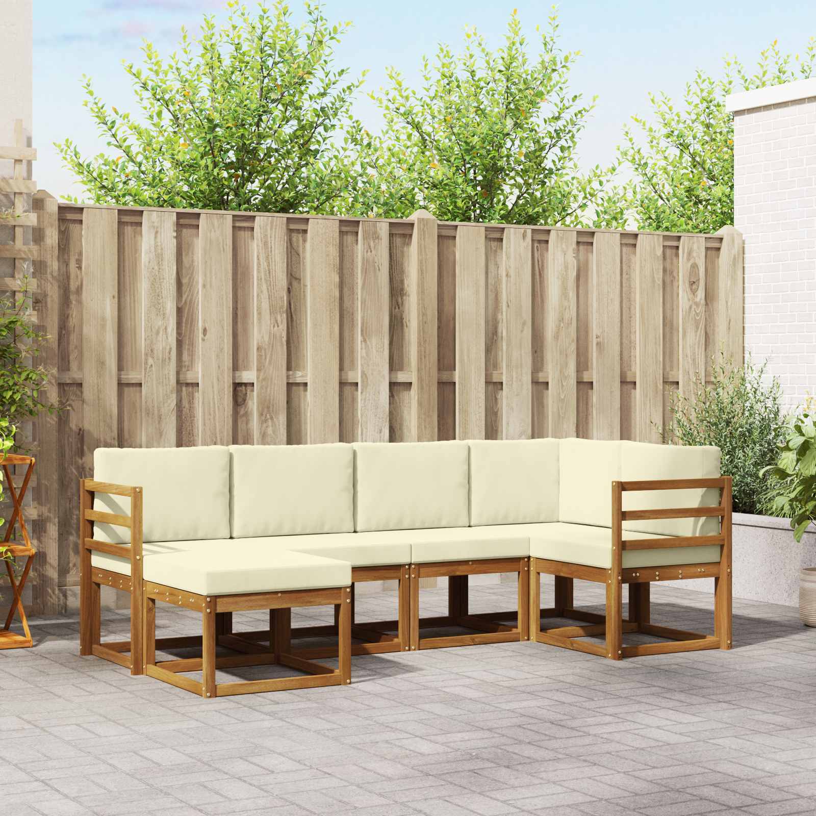 Outdoor-Sofagarnitur 6 stk. Natur und Creme