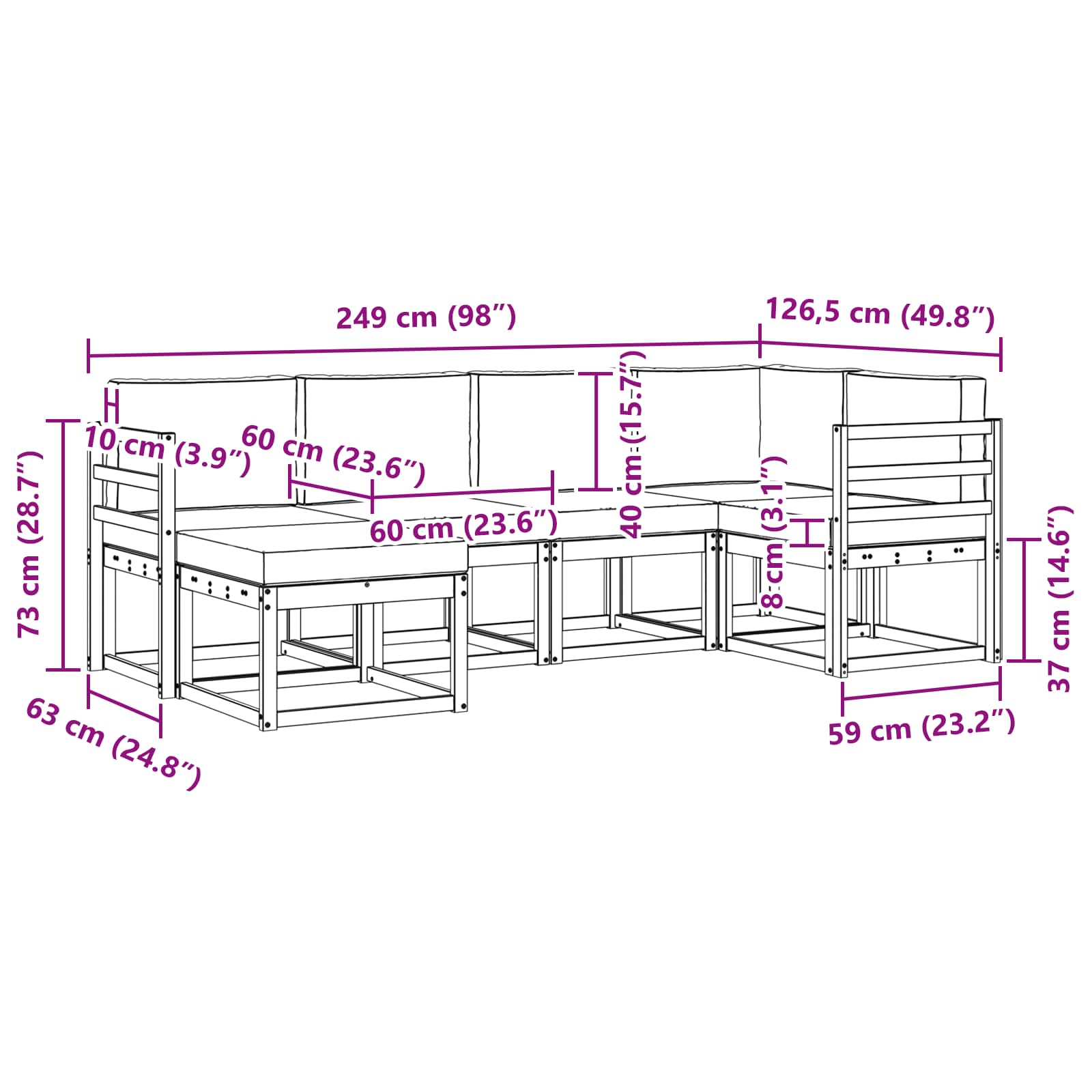 Outdoor-Sofagarnitur 6 stk. Natur und Creme