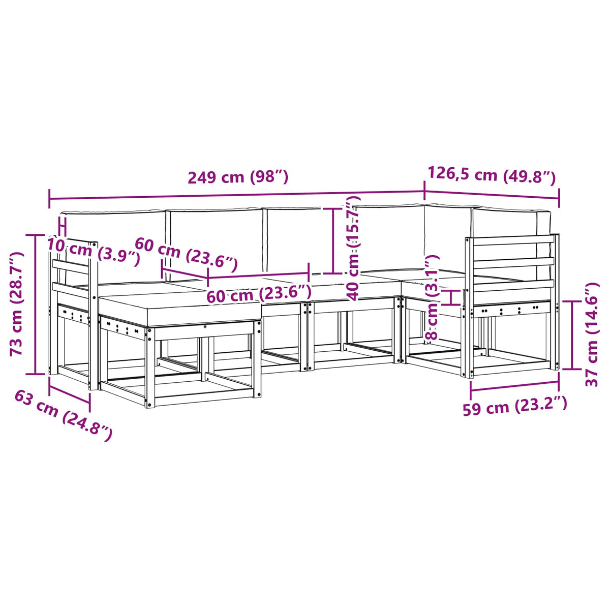 Outdoor-Sofagarnitur 6 stk. Natur und Creme