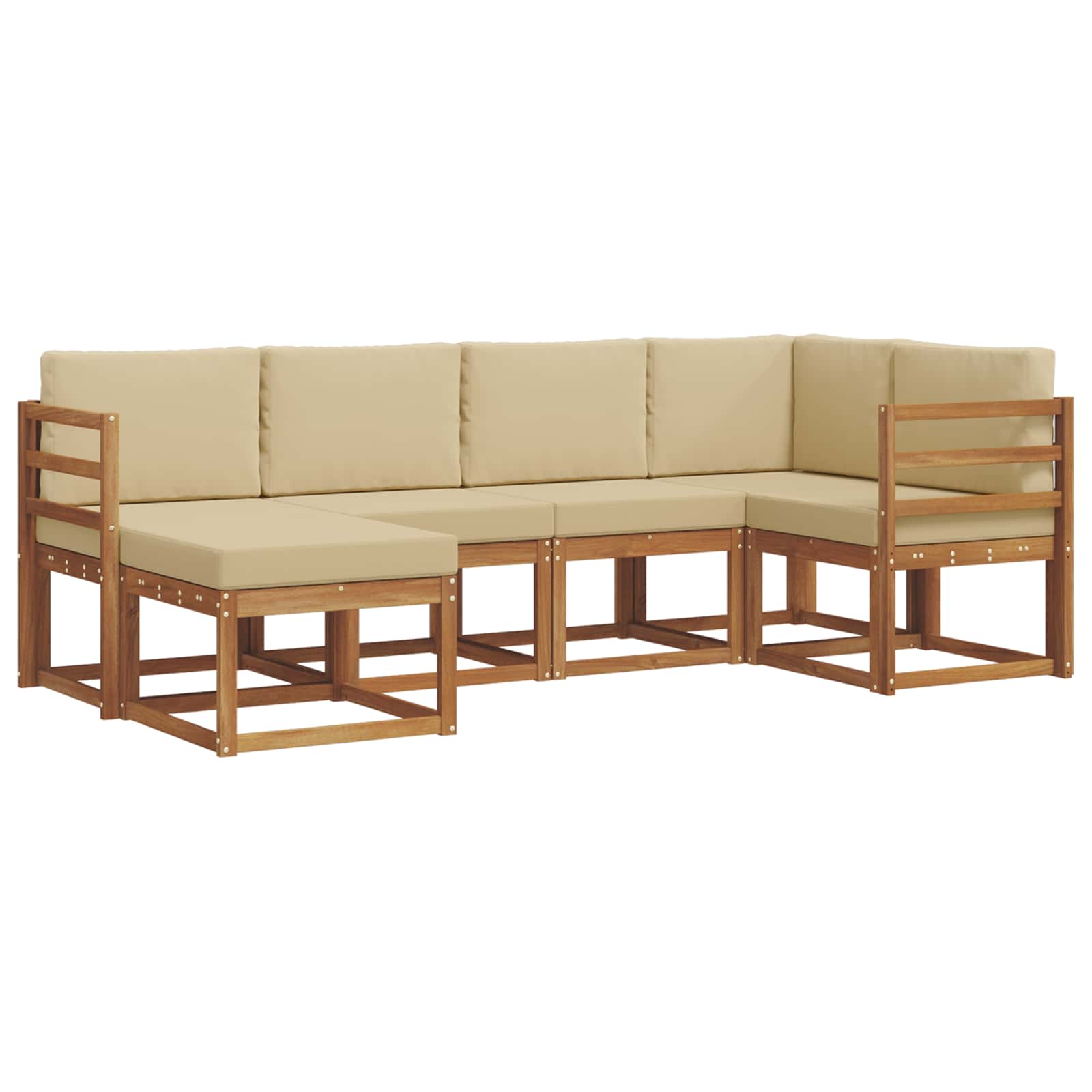 Outdoor-Sofagarnitur mit Kissen 6 pcs Natur und Beige