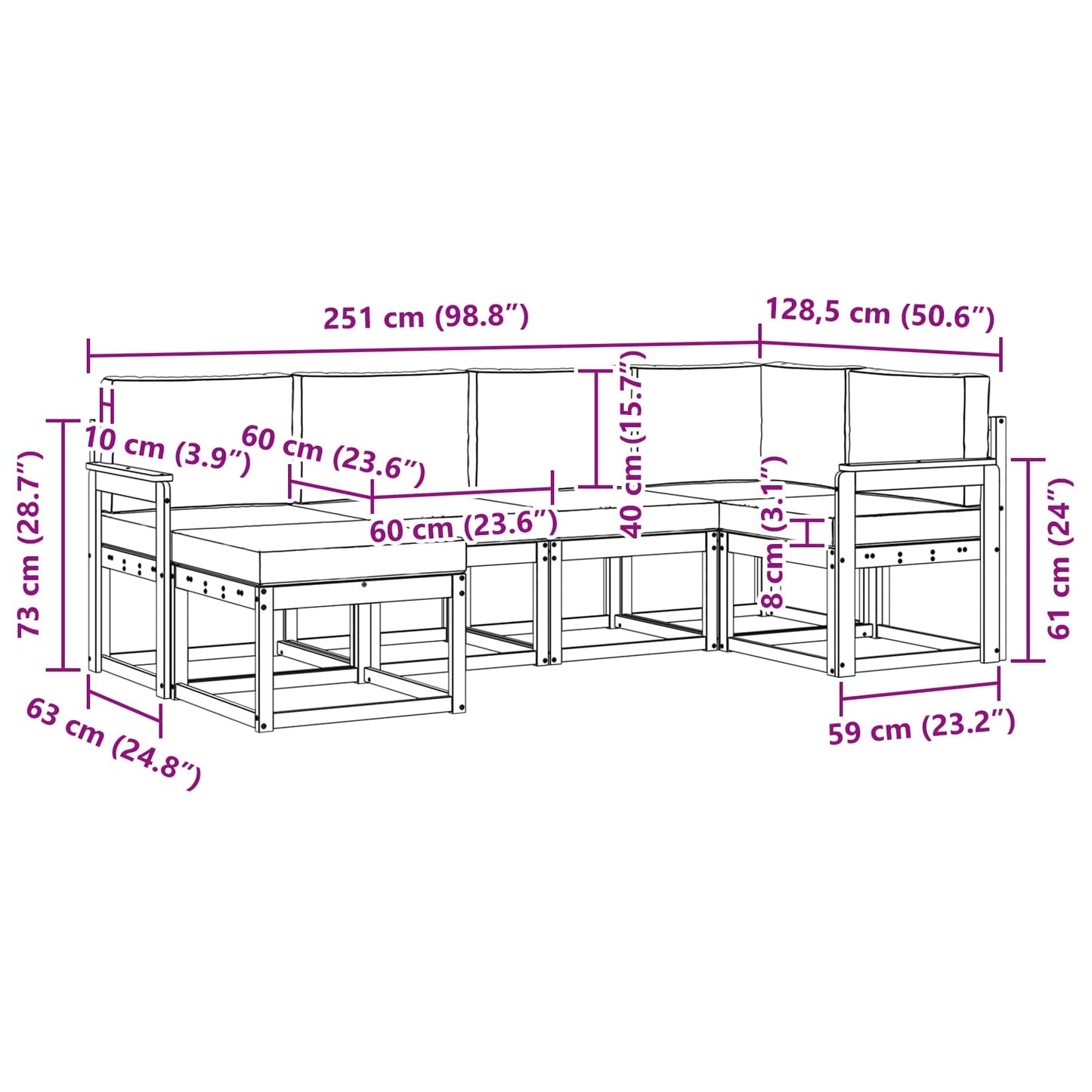 Outdoor-Sofagarnitur 6 stk. Natur und Creme
