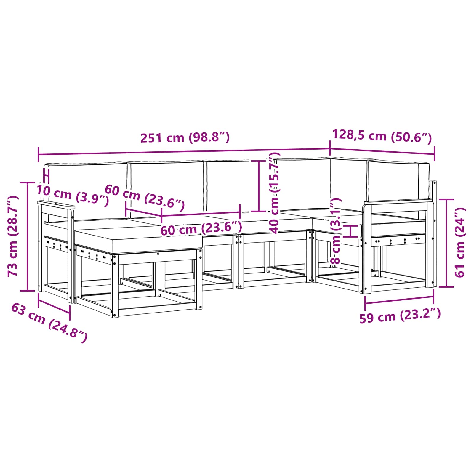 Outdoor-Sofagarnitur 6 stk. Natur und Creme