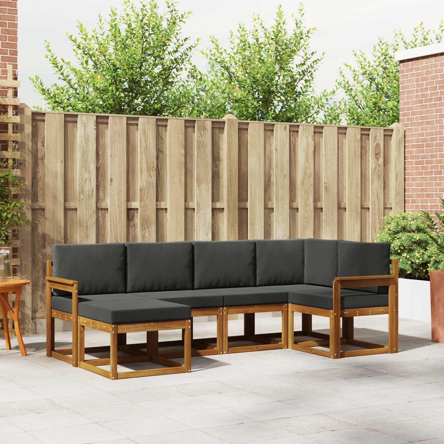 Outdoor-Sofagarnitur 6 stk. Natur und Anthrazit